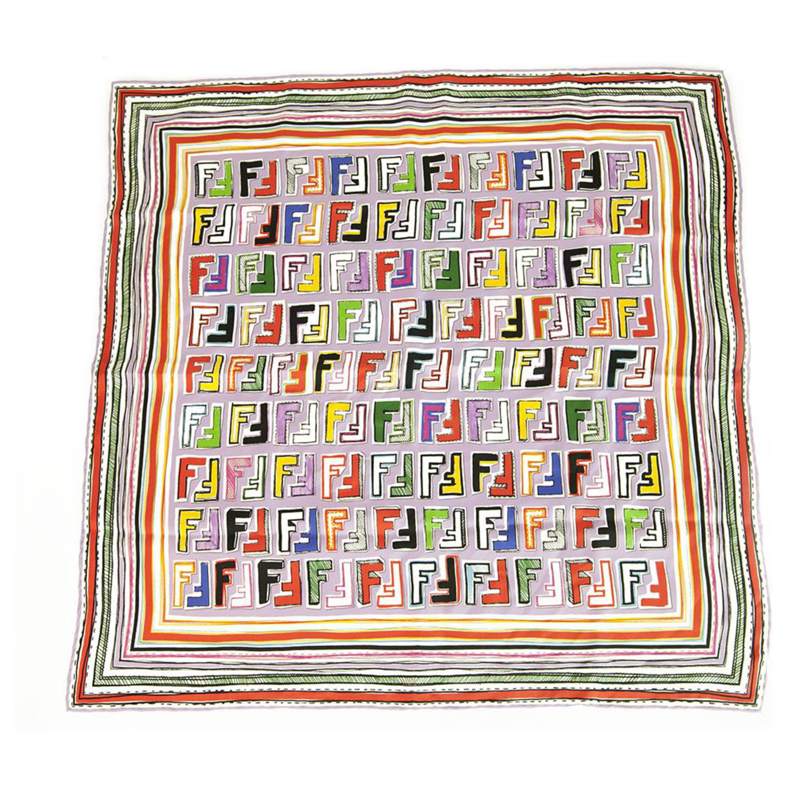 FENDI bright multicolor FF monogram Square Print Silk Scarf medium size  Multiple colors ref.259686 - Joli Closet