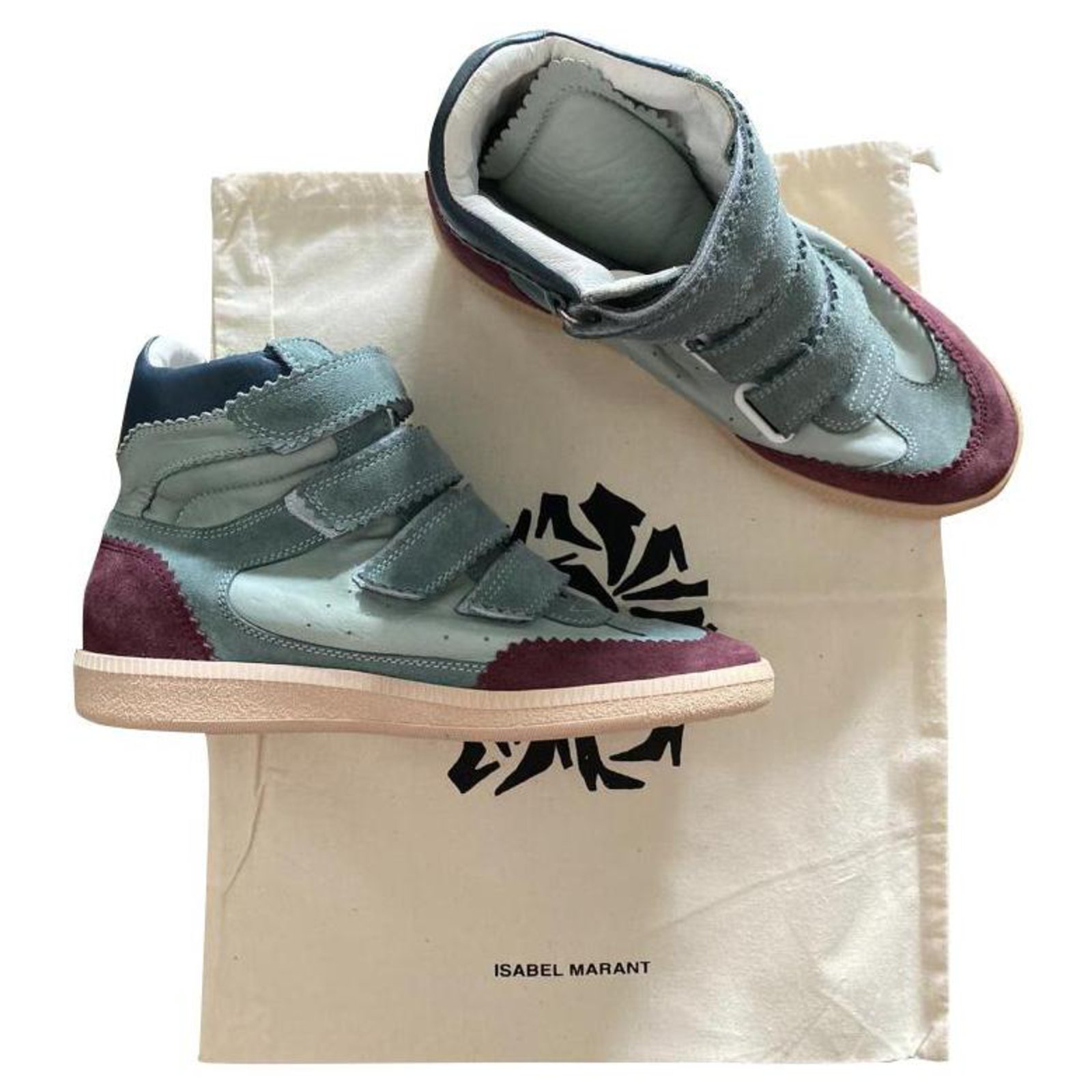 Omringd vorm Antipoison Isabel Marant Sneakers Blue Beige Grey Dark red Leather ref.259953 - Joli  Closet