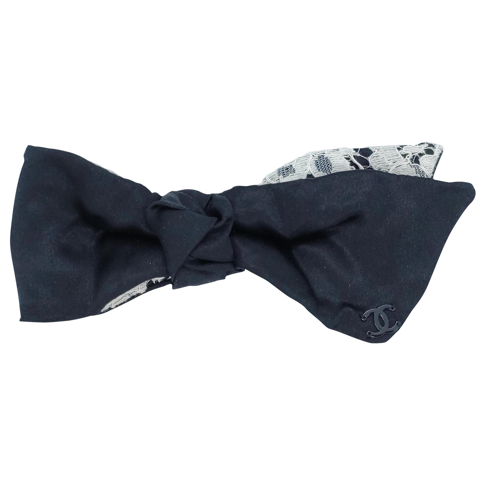 Chanel black and white bow brooch Cotton ref.260004 - Joli Closet