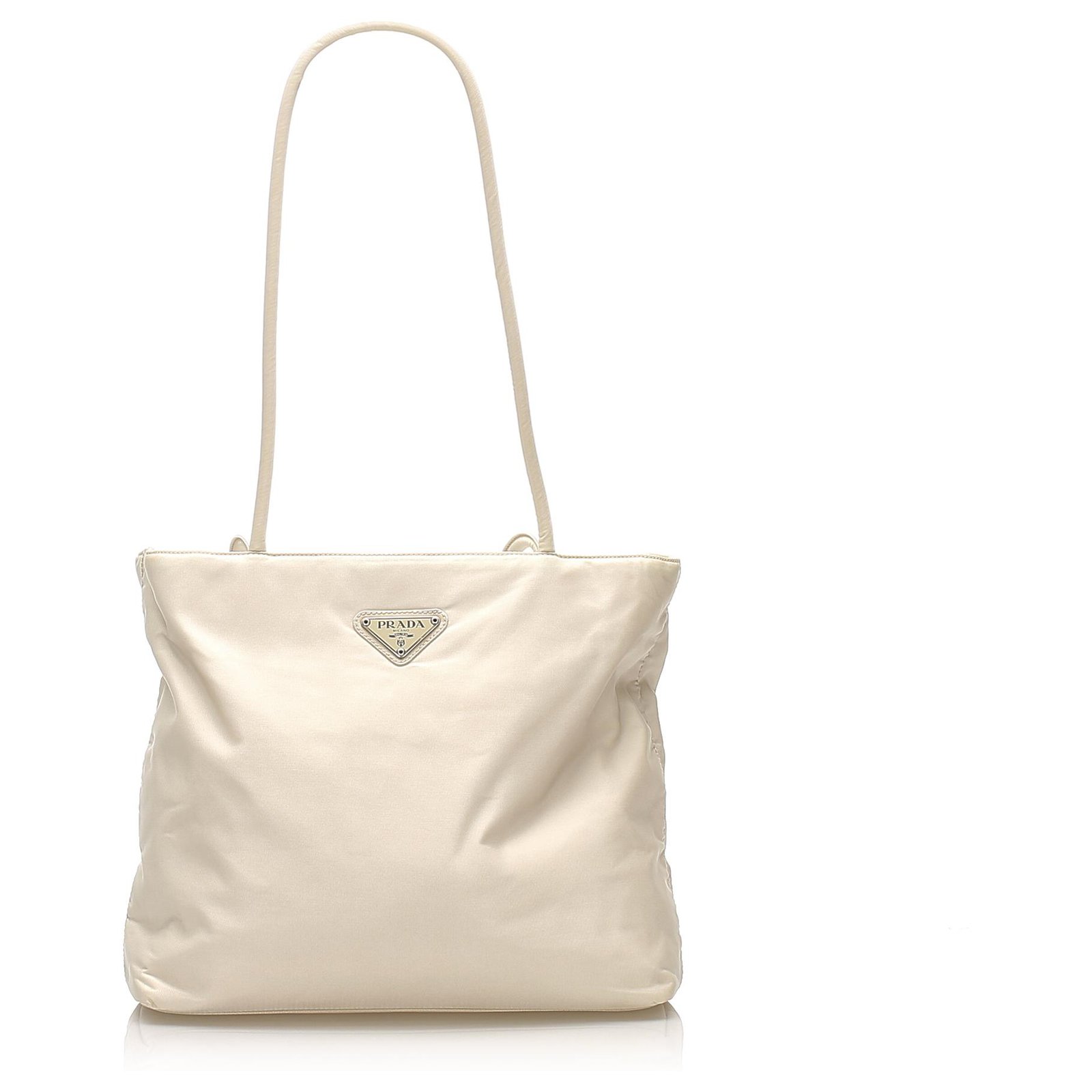 Prada White Tessuto Tote Bag Nylon Cloth  - Joli Closet