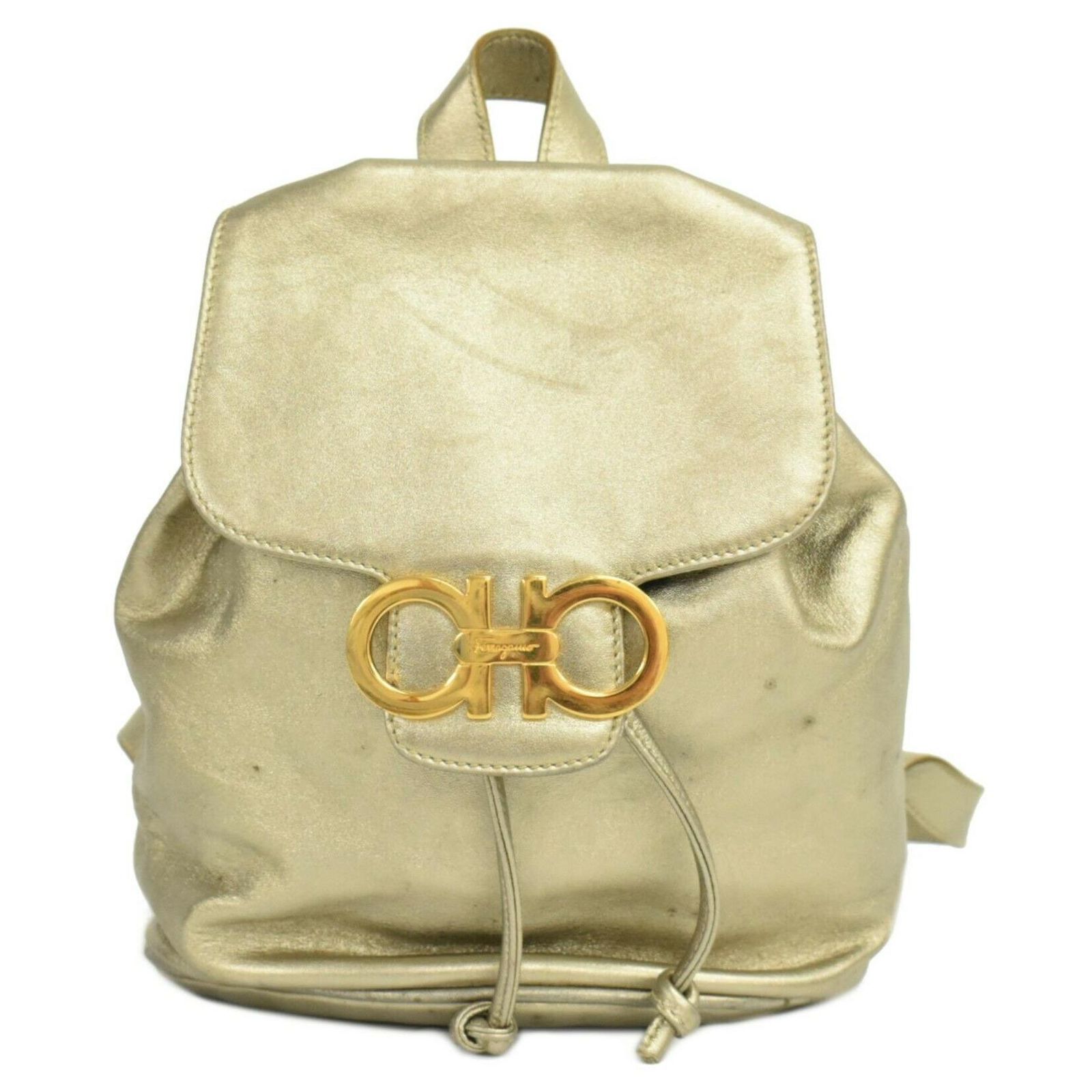 Vintage yellow Ferragamo backpack Leather backpack Salvatore Ferragamo Black in Leather - 43181389 main image 4
