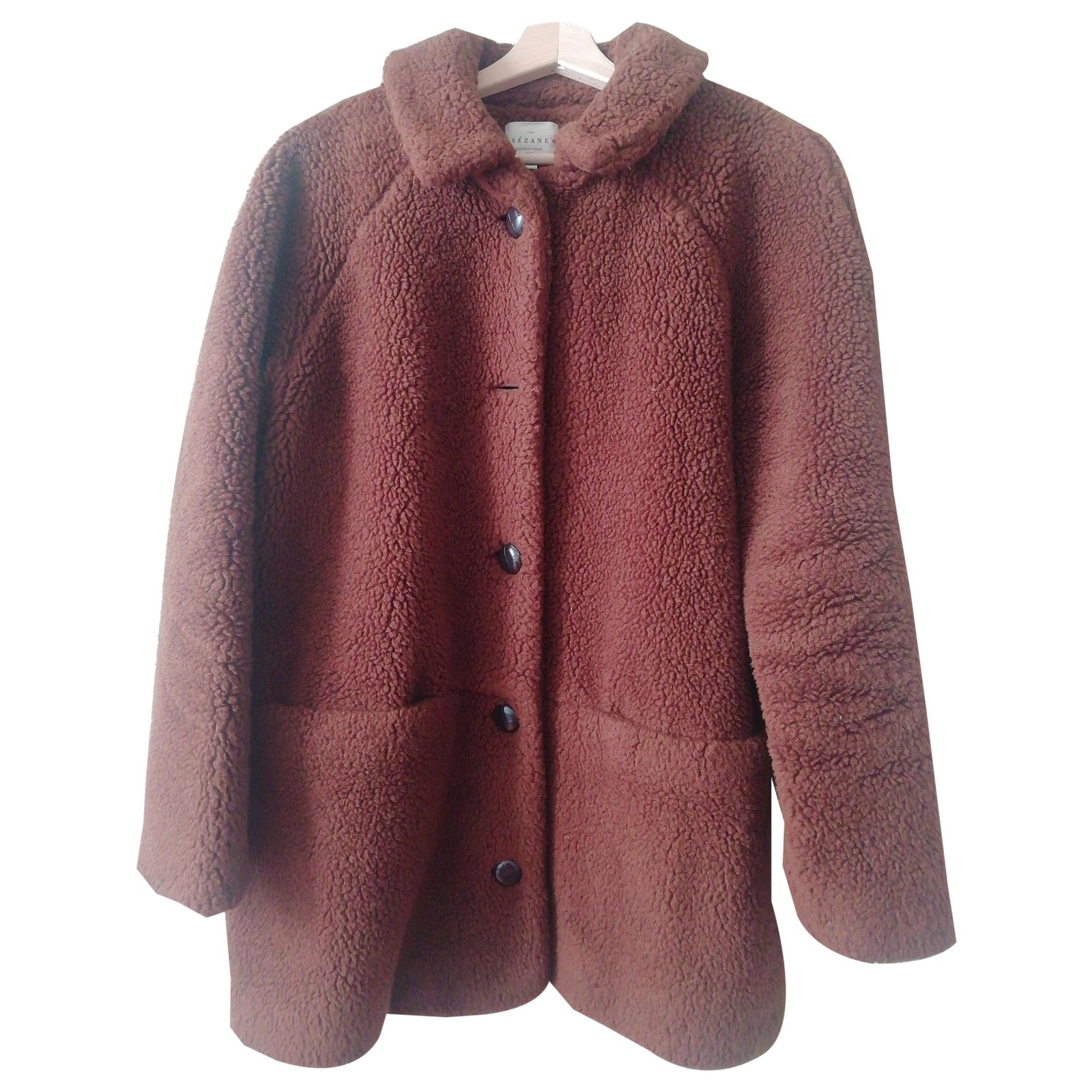 SéZane Isae Coat Hazel Dark Dark brown Cotton Polyester Wool ref.261903 ...