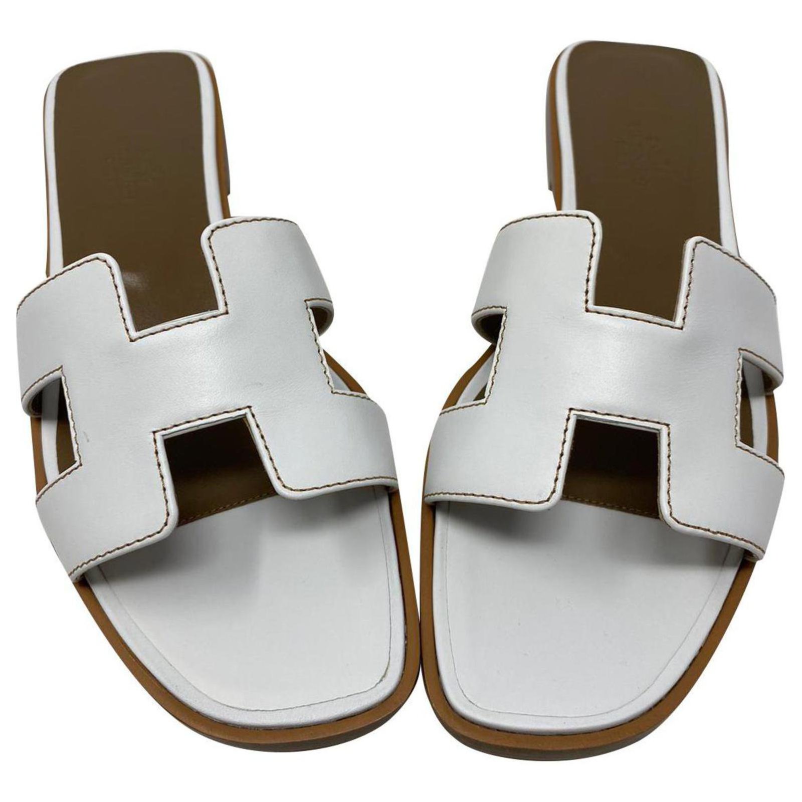 Hermès hermes oran sandals new with dustbag White Leather ref.261972 ...