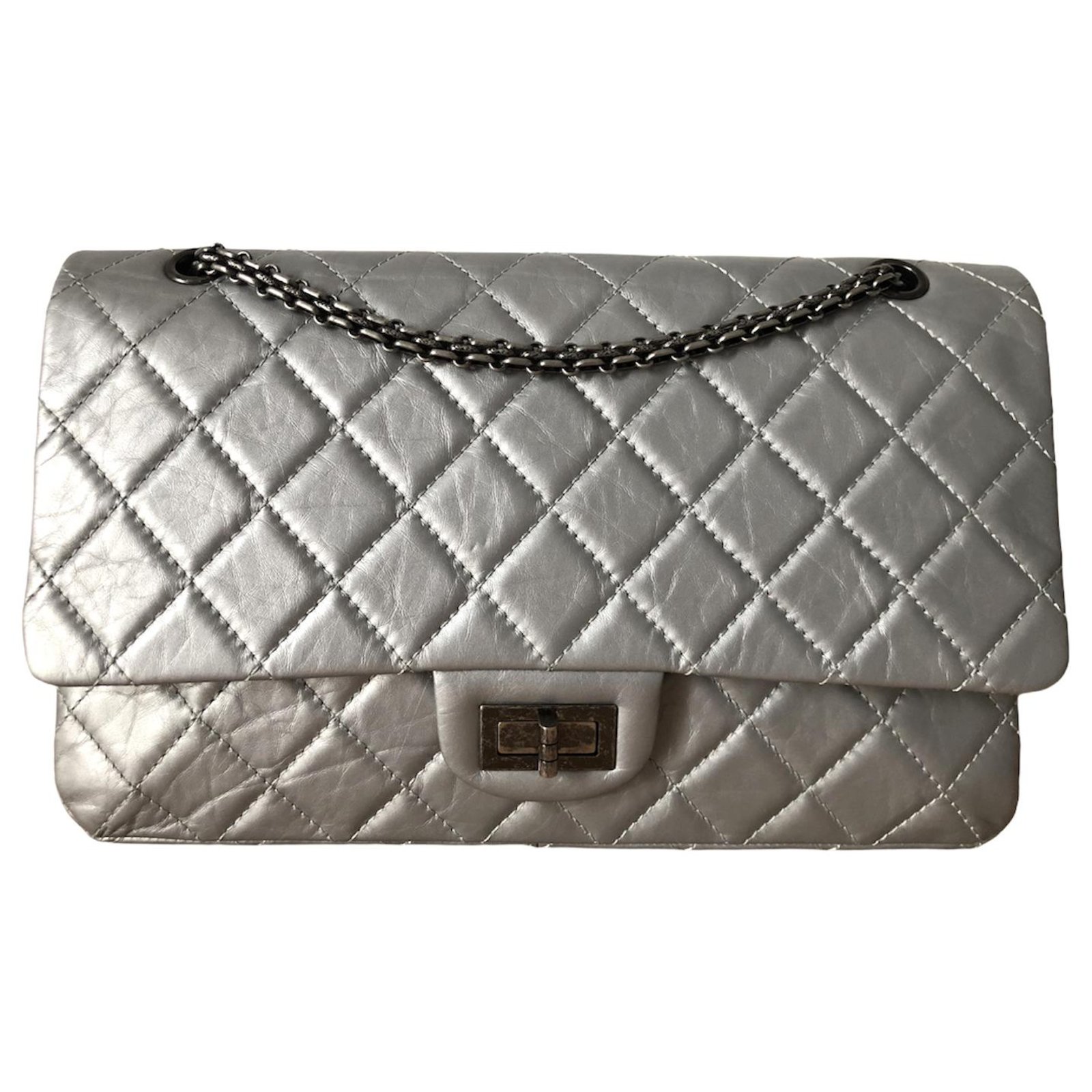 Chanel bag 2.55 in gray quilted leather Grey ref.262181 - Joli Closet