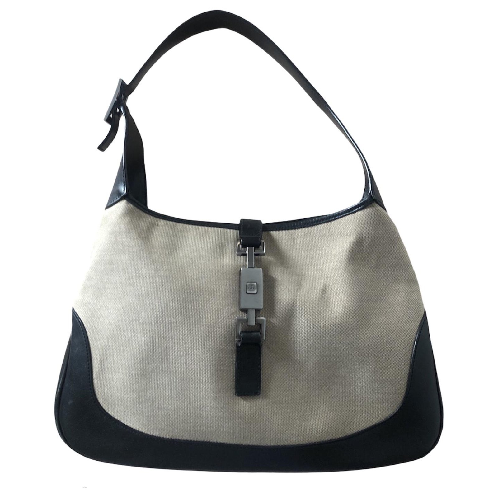 Jackie vintage cloth handbag Gucci Black in Cloth - 32288157