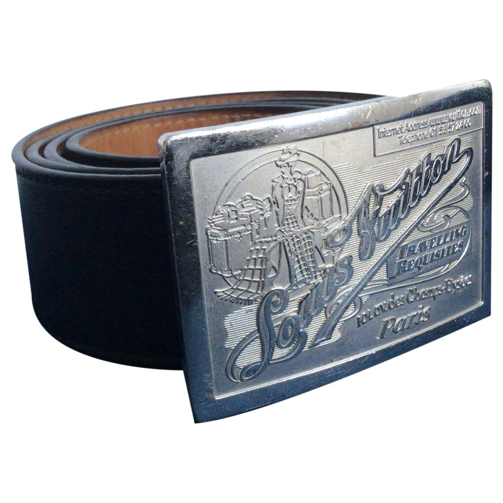 Louis Vuitton traveling requisites belt Black Leather ref.262233