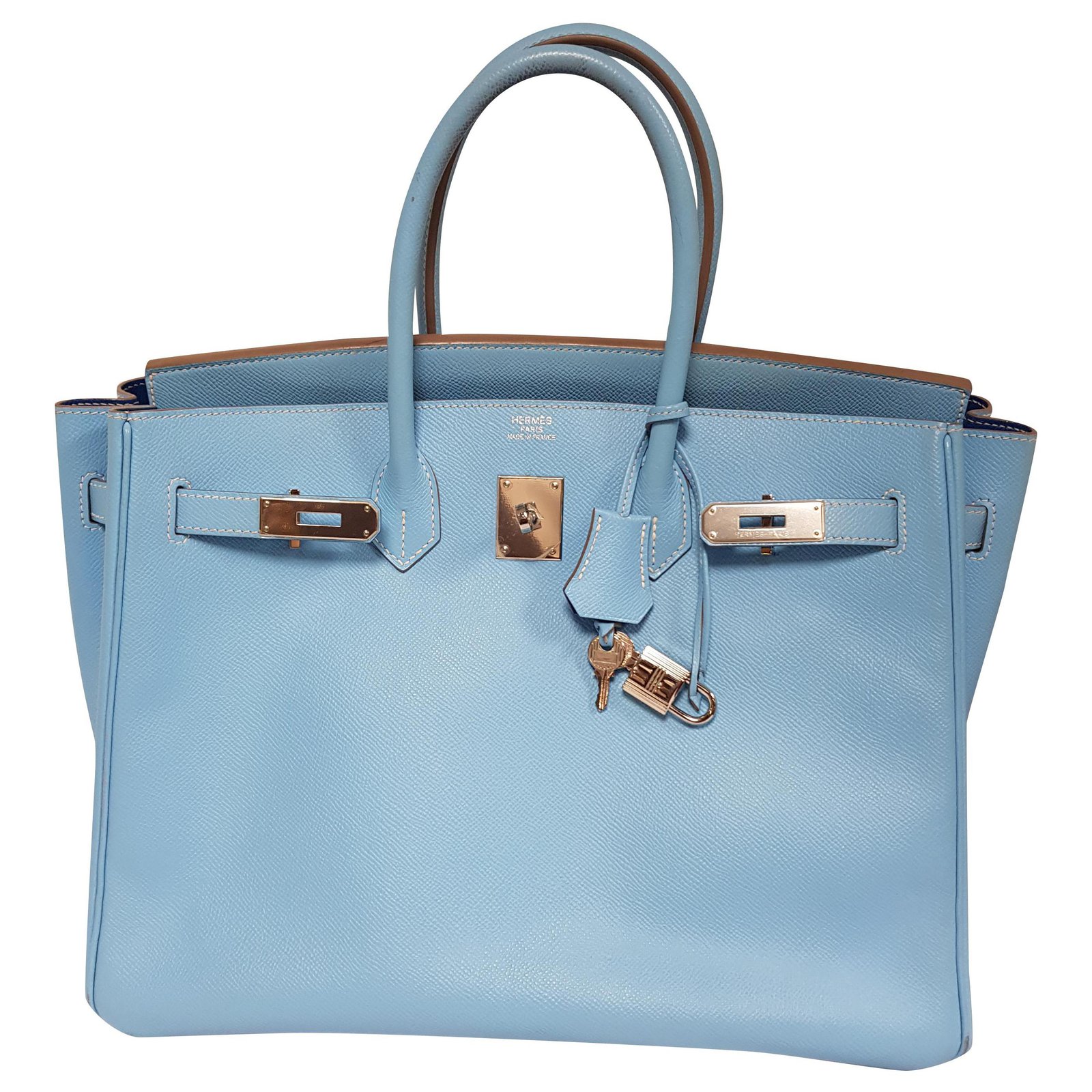 Hermès Birkin 35 Candy celeste Blue Light blue Leather ref.262983