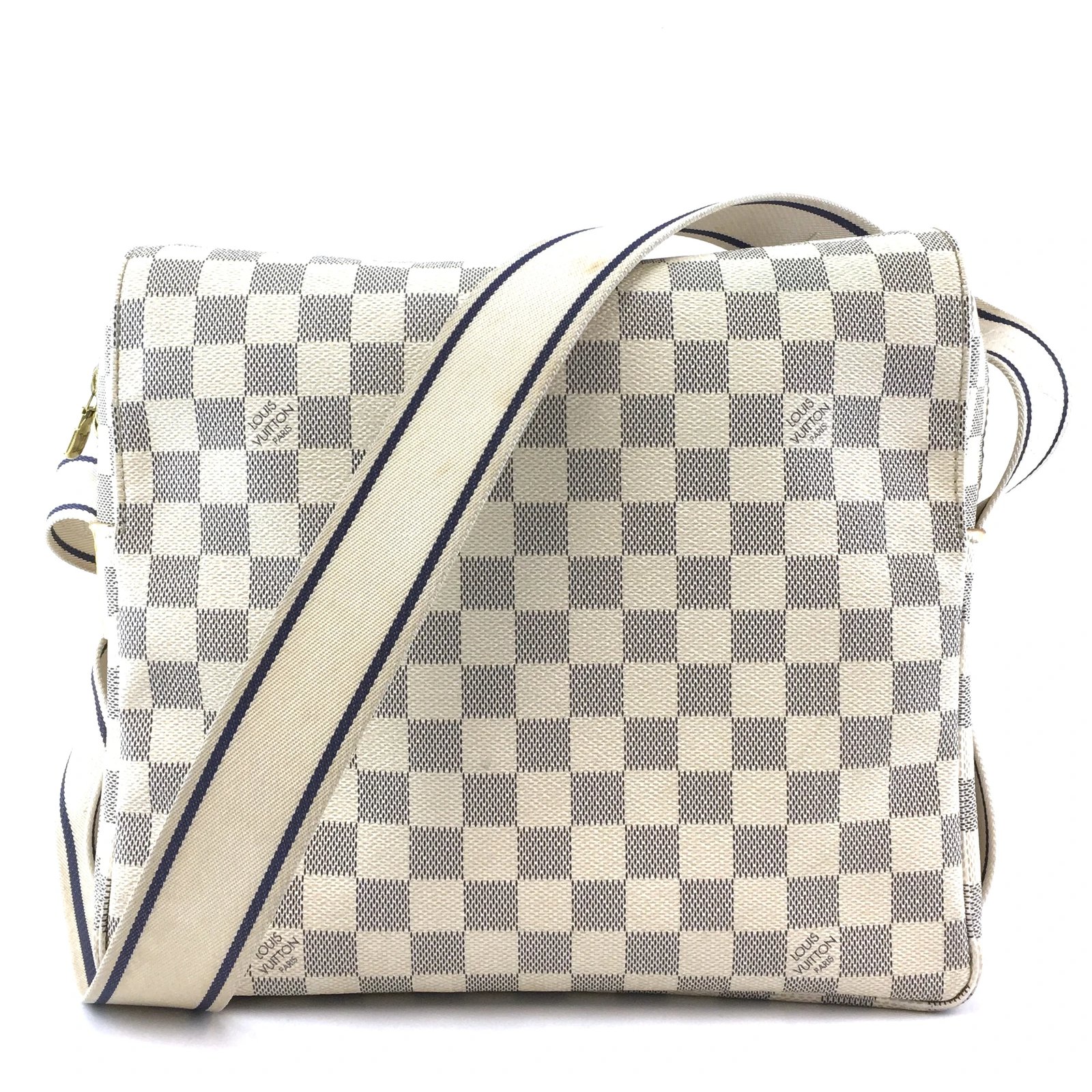 Louis Vuitton Naviglio Damier Azur Canvas White Leather ref.511694
