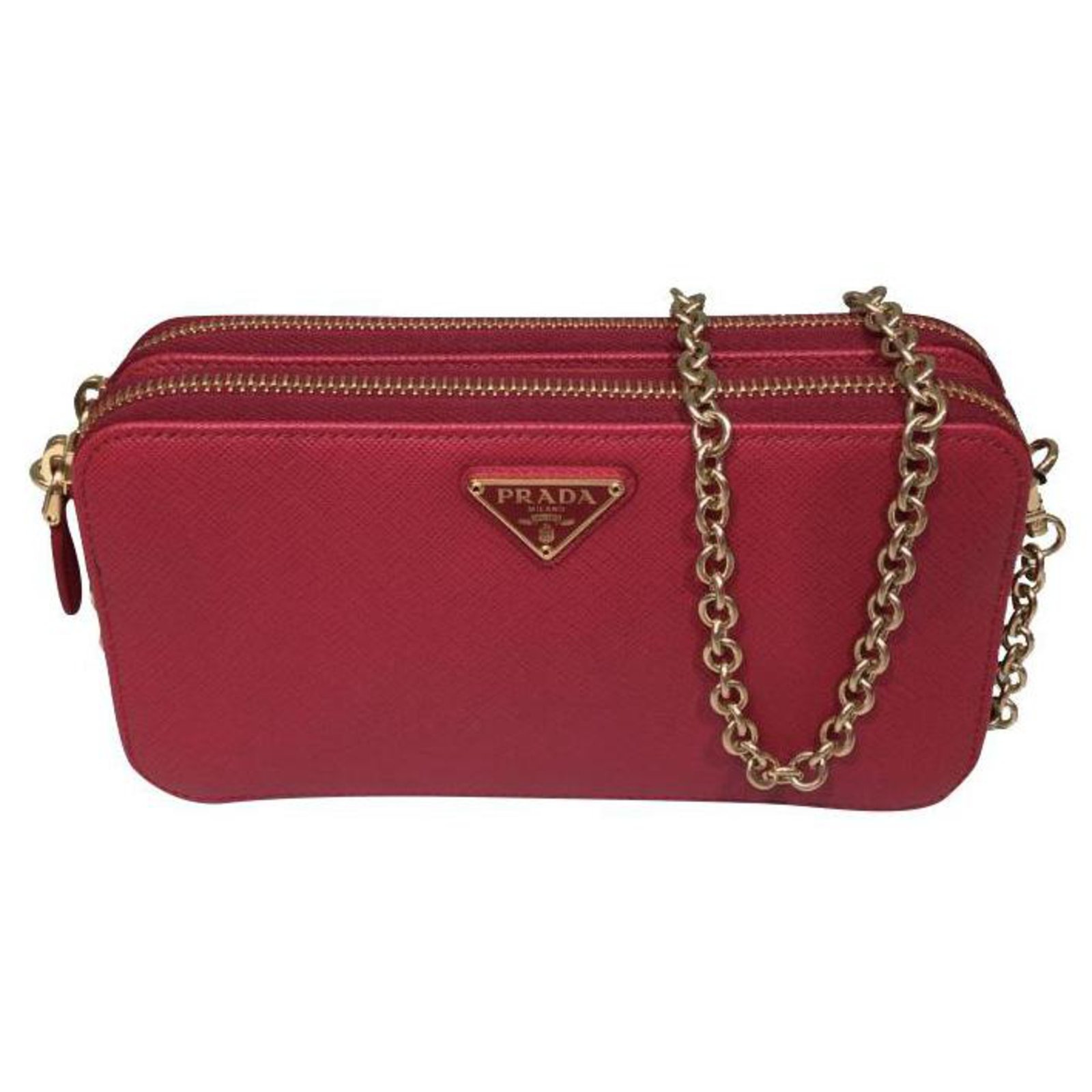 Bolso prada de piel saffiano nuevo Roja Cuero  - Joli Closet