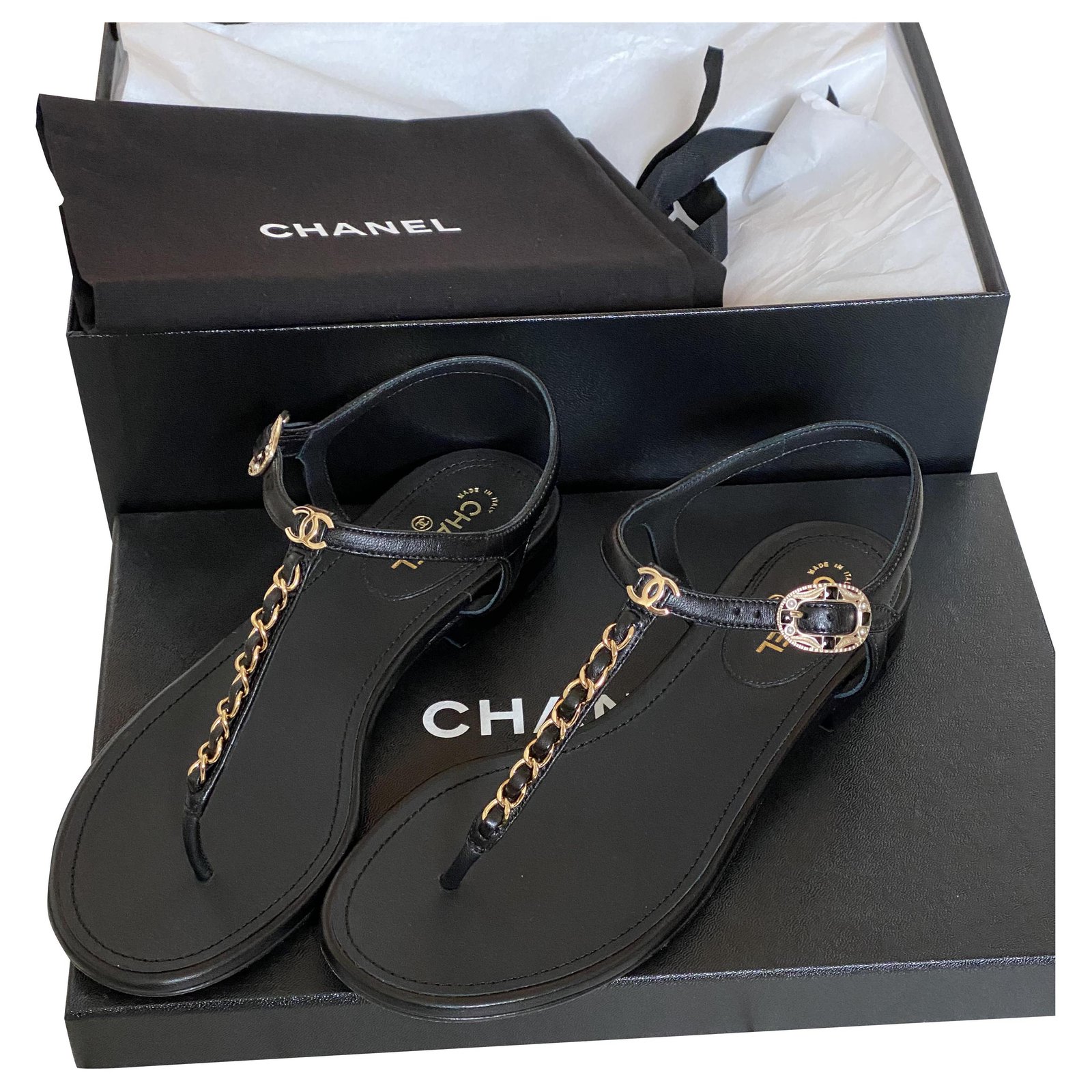 Chanel leather sandal Black ref.263464 - Joli Closet