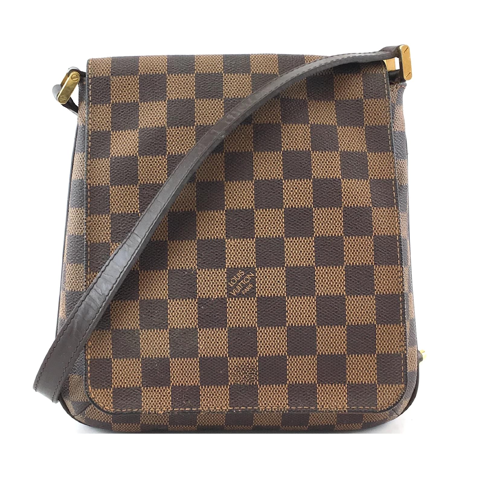 Tela Louis Vuitton Musette Salsa Damier Ébène Marrone Pelle ref.263484 -  Joli Closet