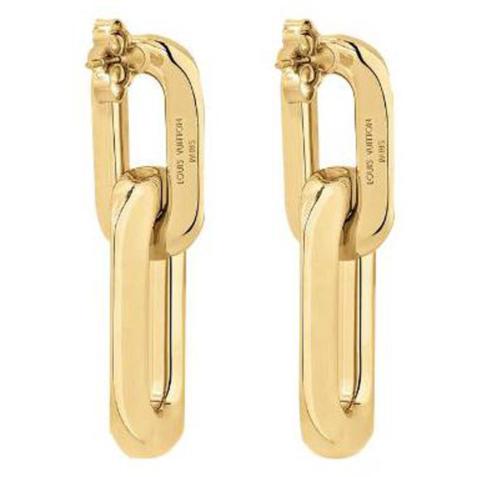 Louis Vuitton LV Edge lined earings Gold hardware Metal ref.264985