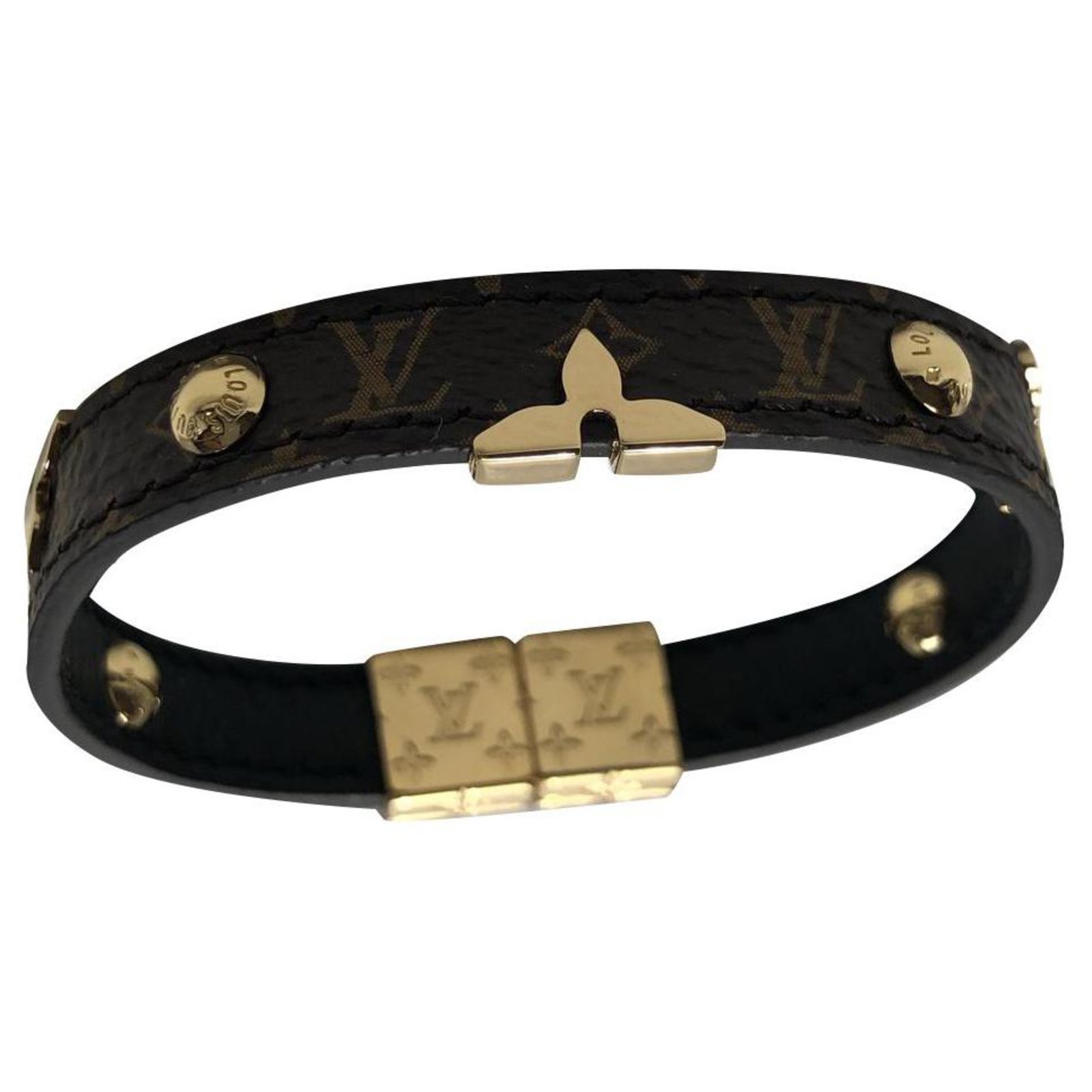 Louis Vuitton Monogram LV Crown Reversible Bracelet 17 Black