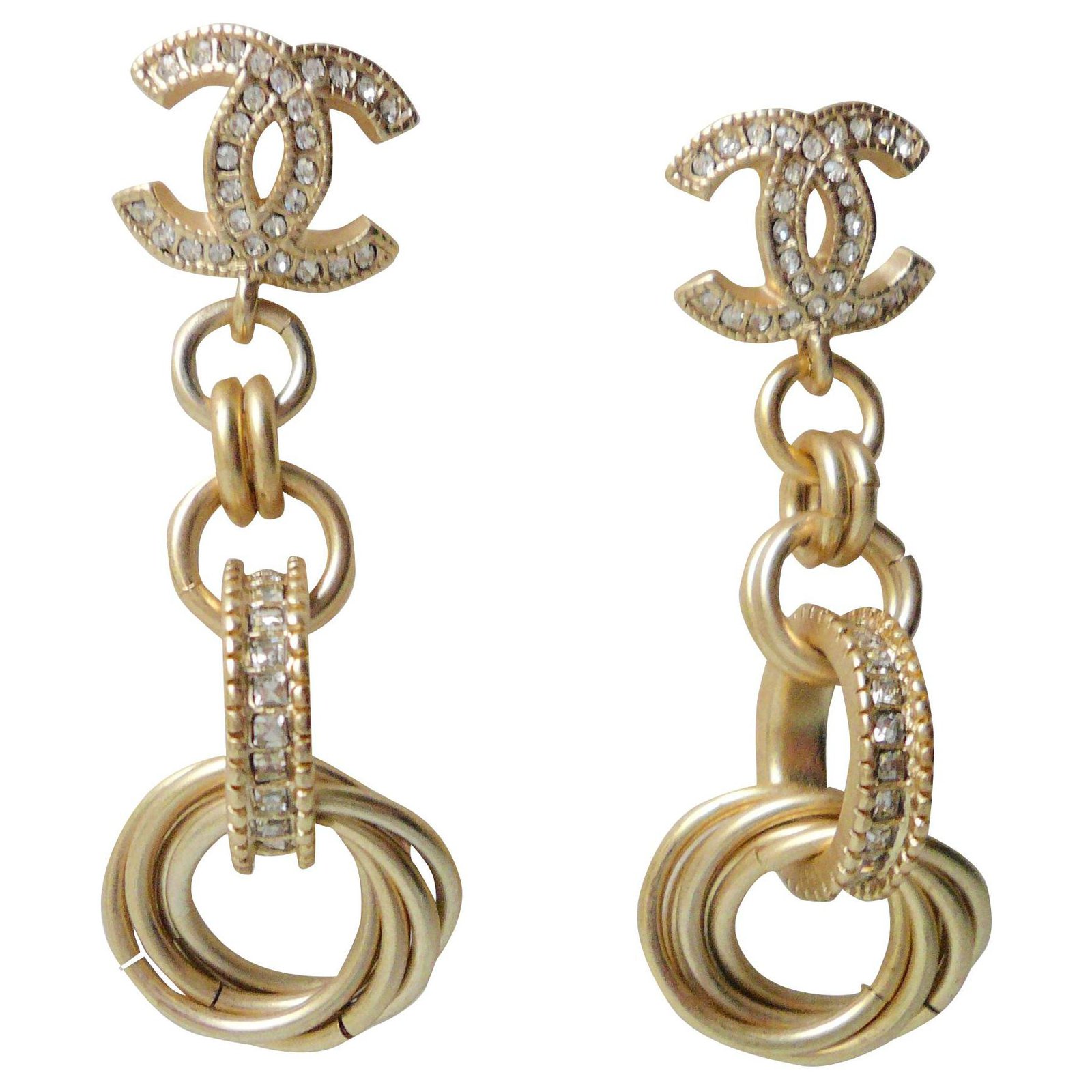chanel chain earrings gold