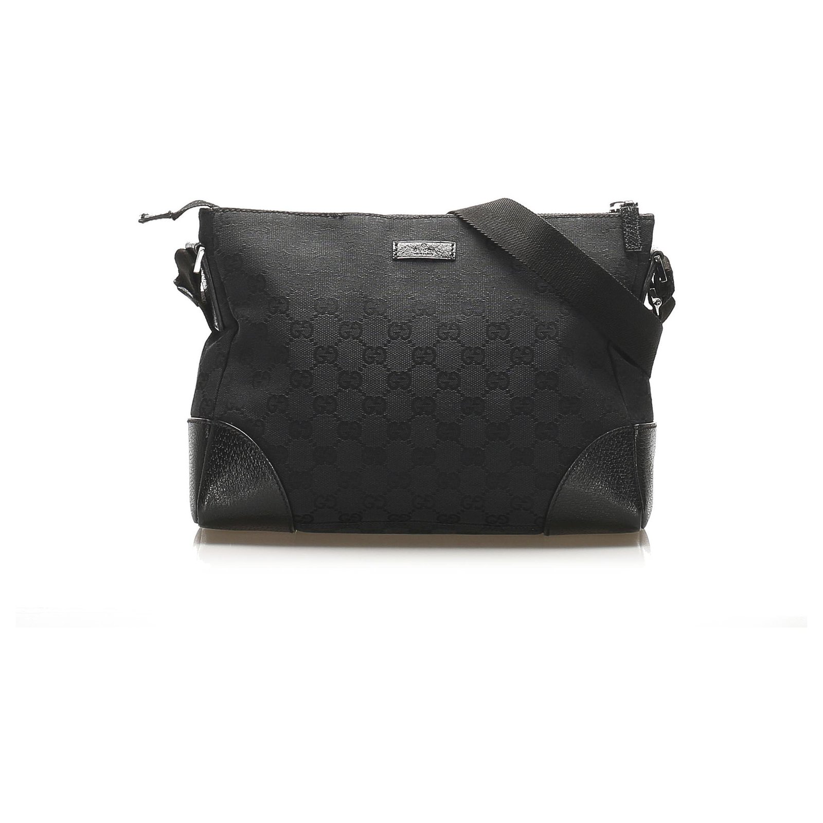 Gucci Black GG Canvas Crossbody Bag Leather Cloth Pony-style calfskin ...