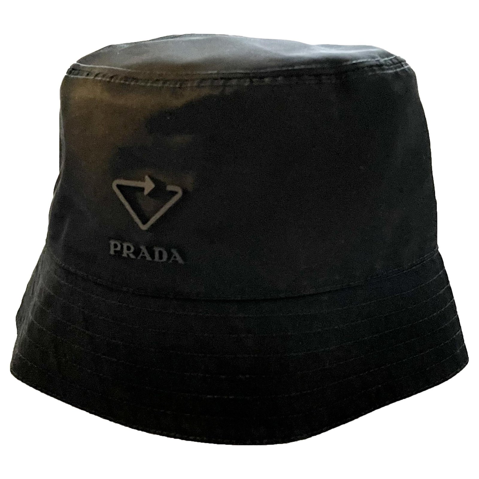 Prada logo-plaque denim bucket hat - Black