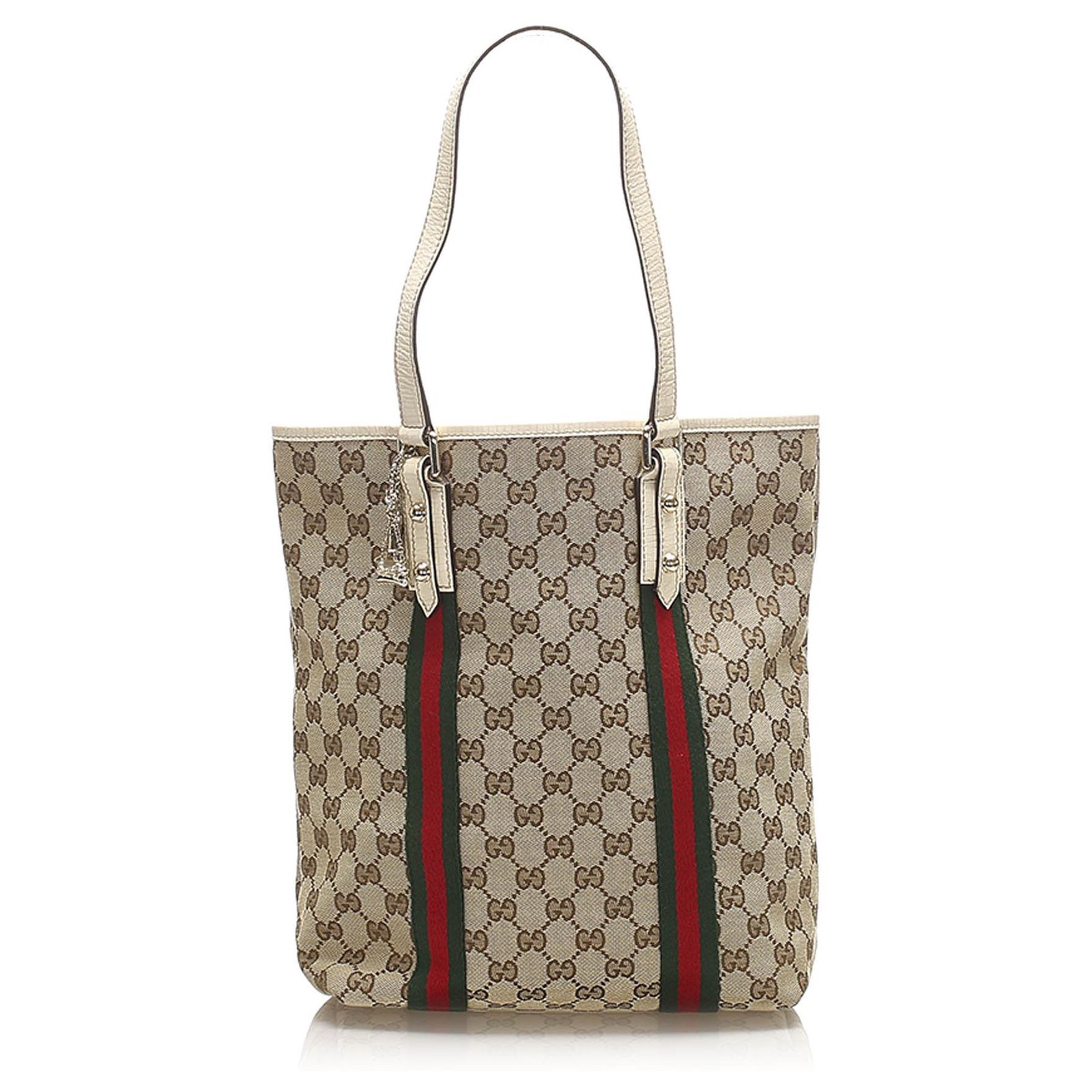 gucci canvas tote with leather handles