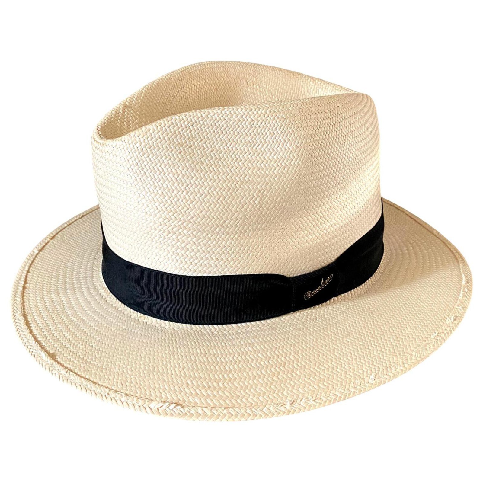 Borsalino hat Black Eggshell Straw ref.266724 - Joli Closet