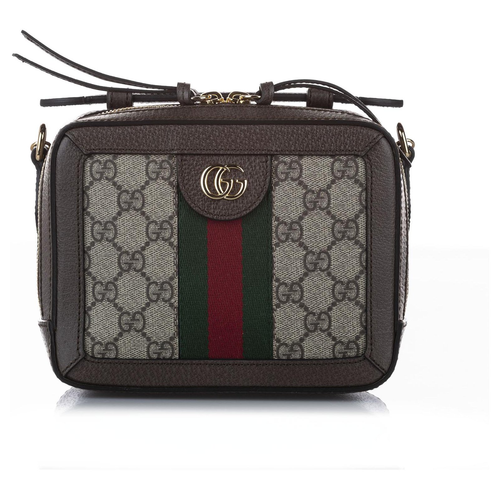 Gucci Ophidia Gg Canvas And Leather Cross-body Phone Bag In Grey Multi