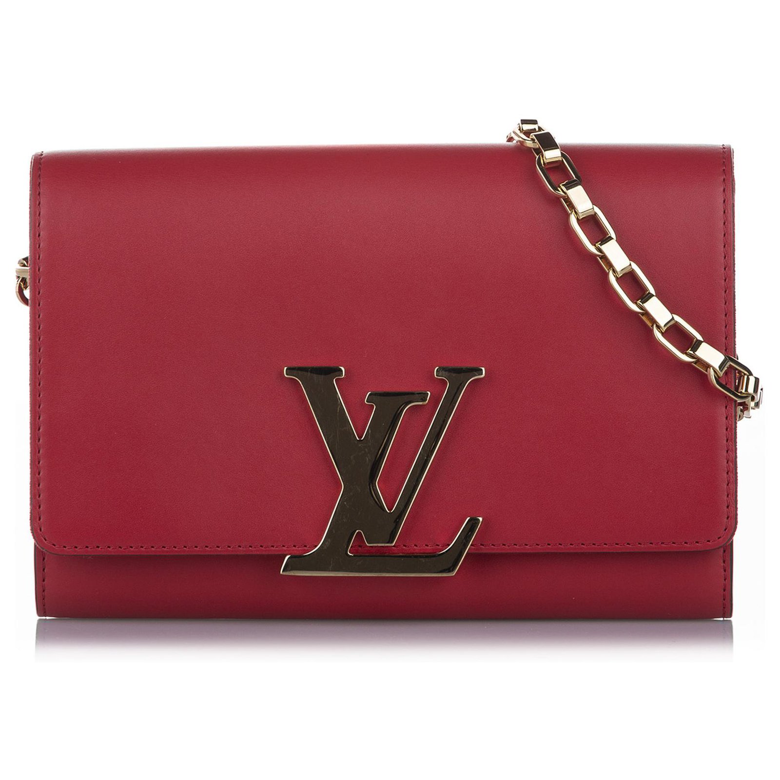 Louis Vuitton Red Chain Louise GM Golden Leather Metal Pony-style calfskin  ref.403189 - Joli Closet