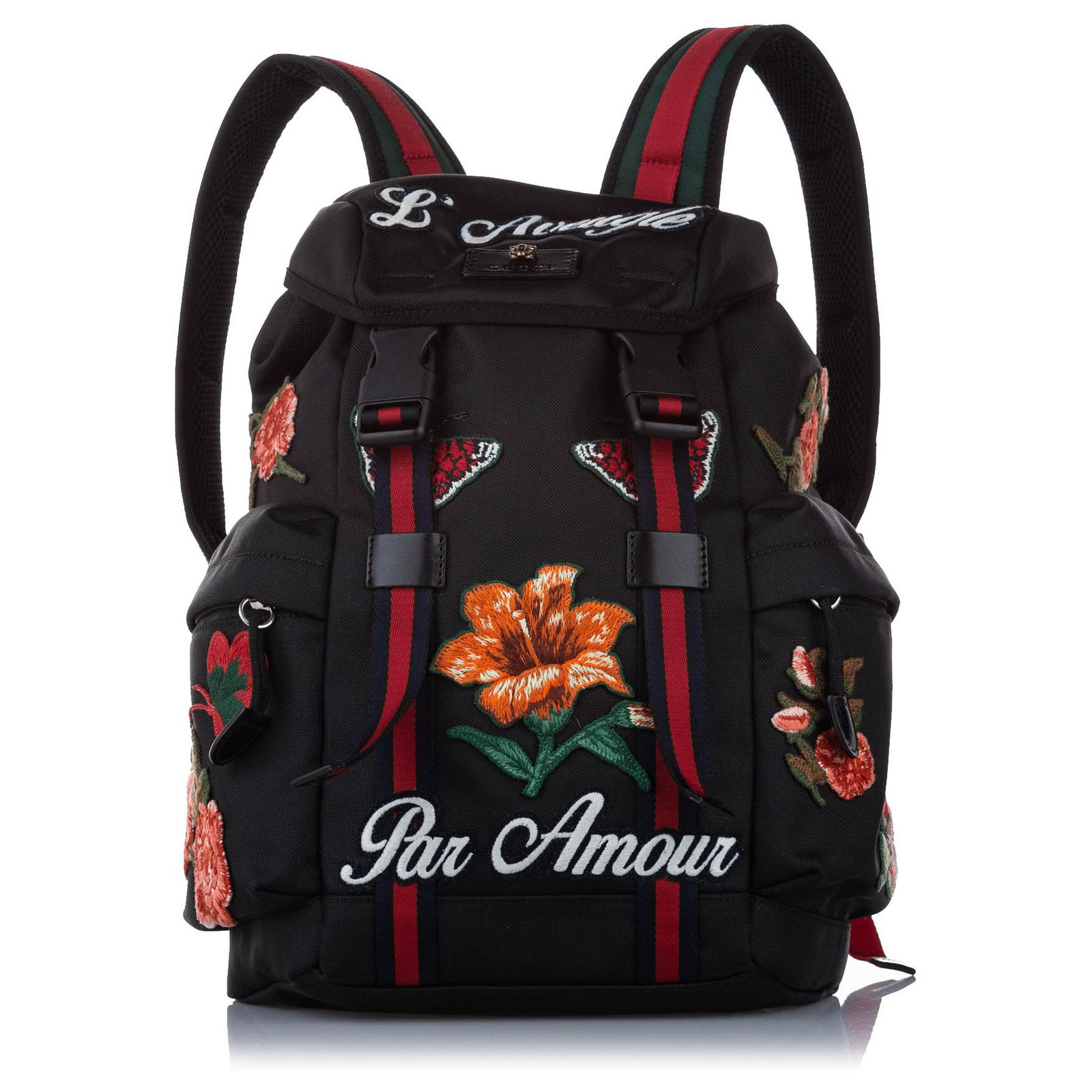 Gucci Black LAveugle Par Amour Nylonrucksack Schwarz Mehrfarben Tuch ref.266793 Joli Closet