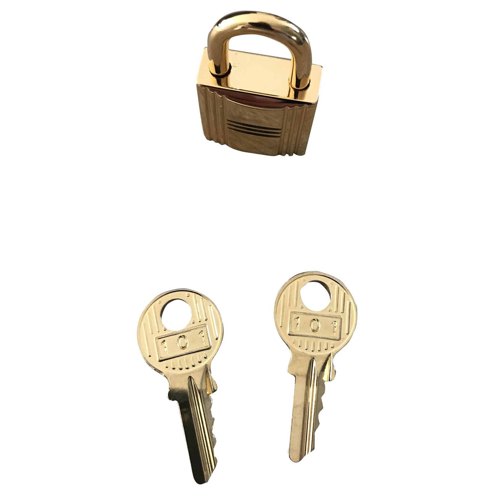 Hermès golden steel padlock with keys Gold hardware ref.267081 - Joli Closet