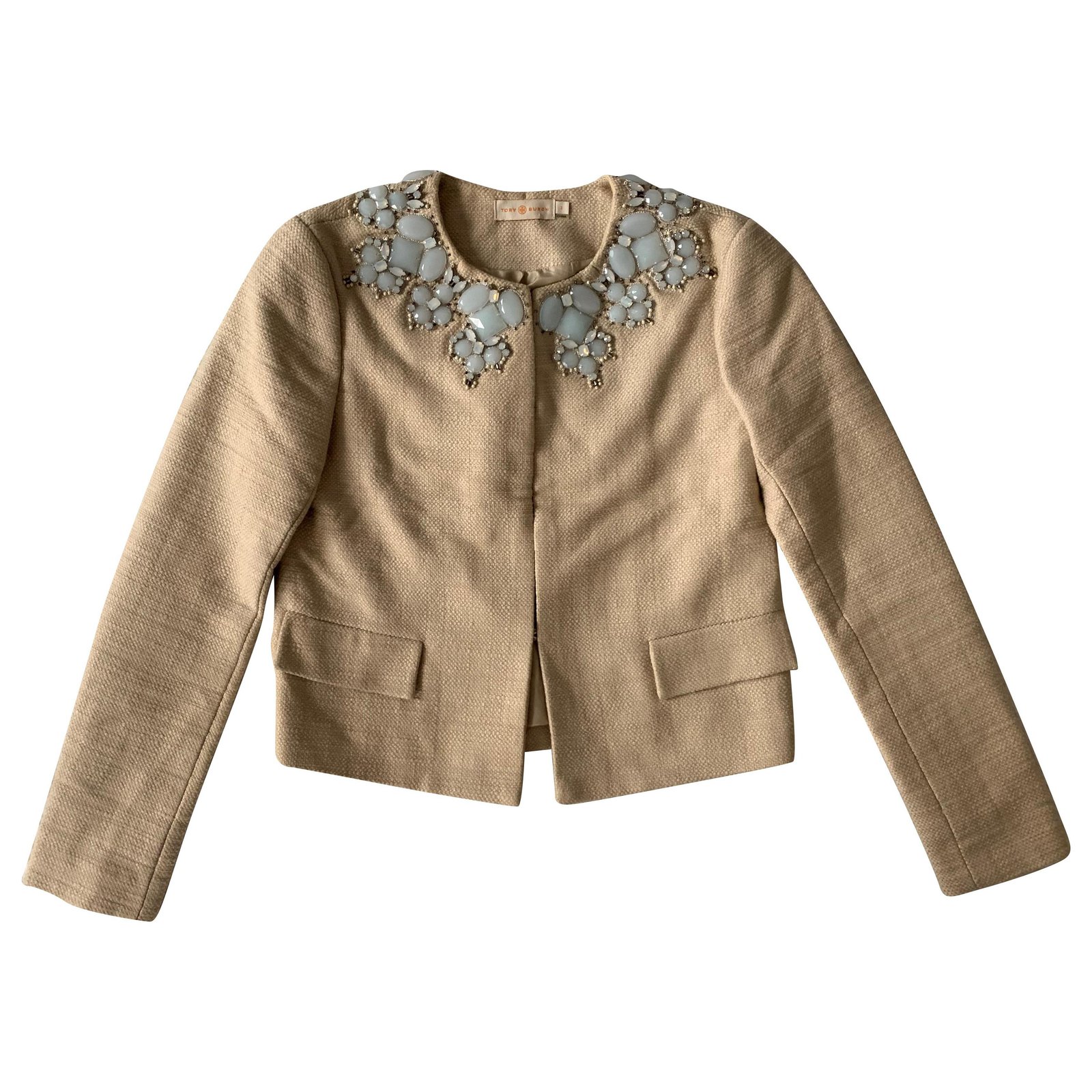 Tory Burch Embellished short jacket Beige Cotton  - Joli Closet
