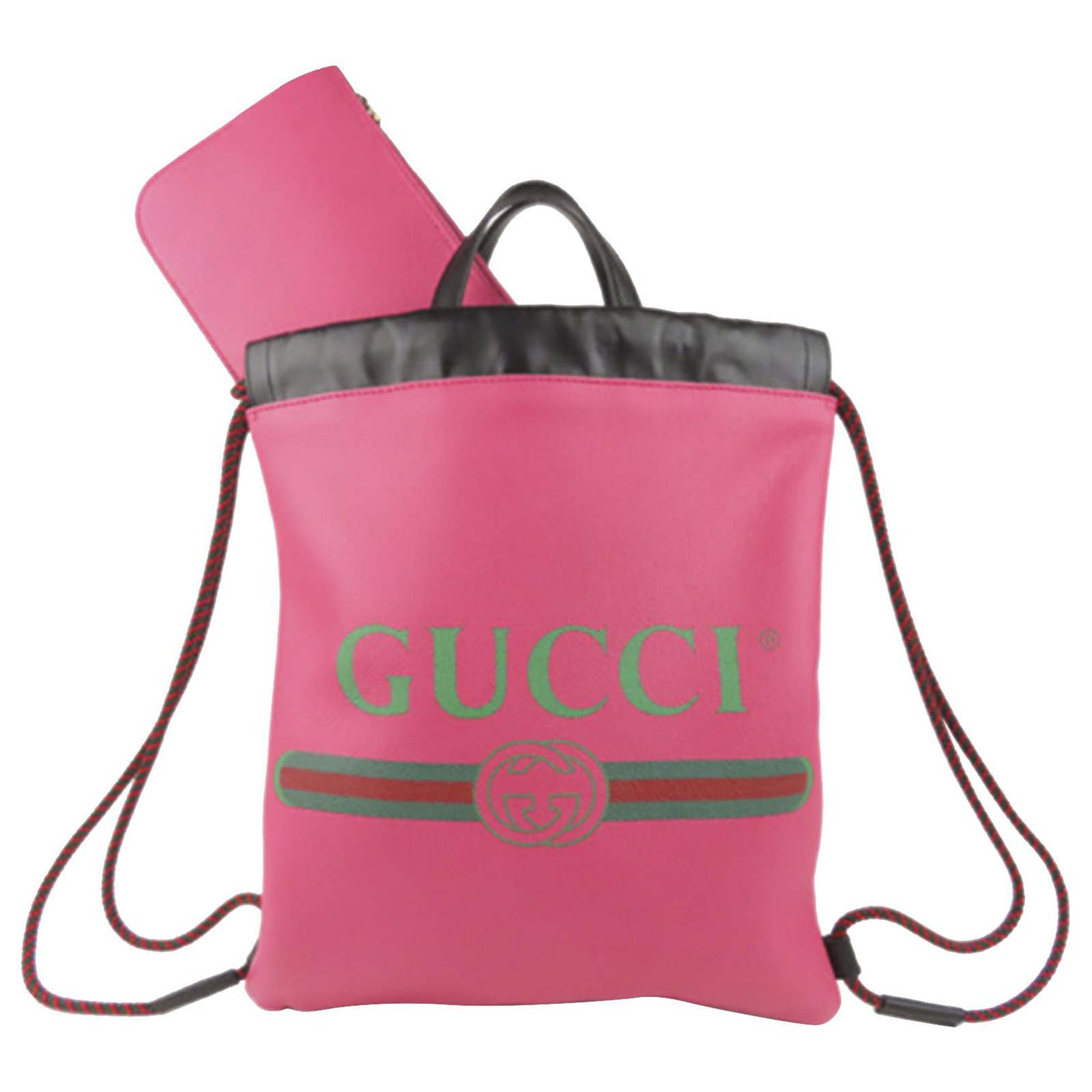 Gucci Pink Logo Drawstring Leather Backpack Multiple colors Pony