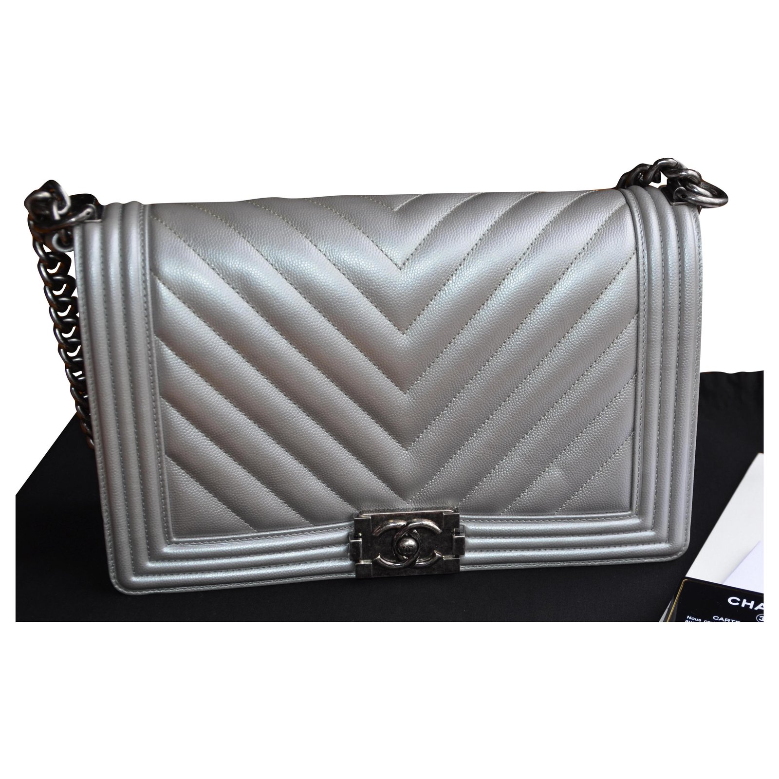 Chanel Chevron Square Silver Mini Flap - RJL1771 – LuxuryPromise