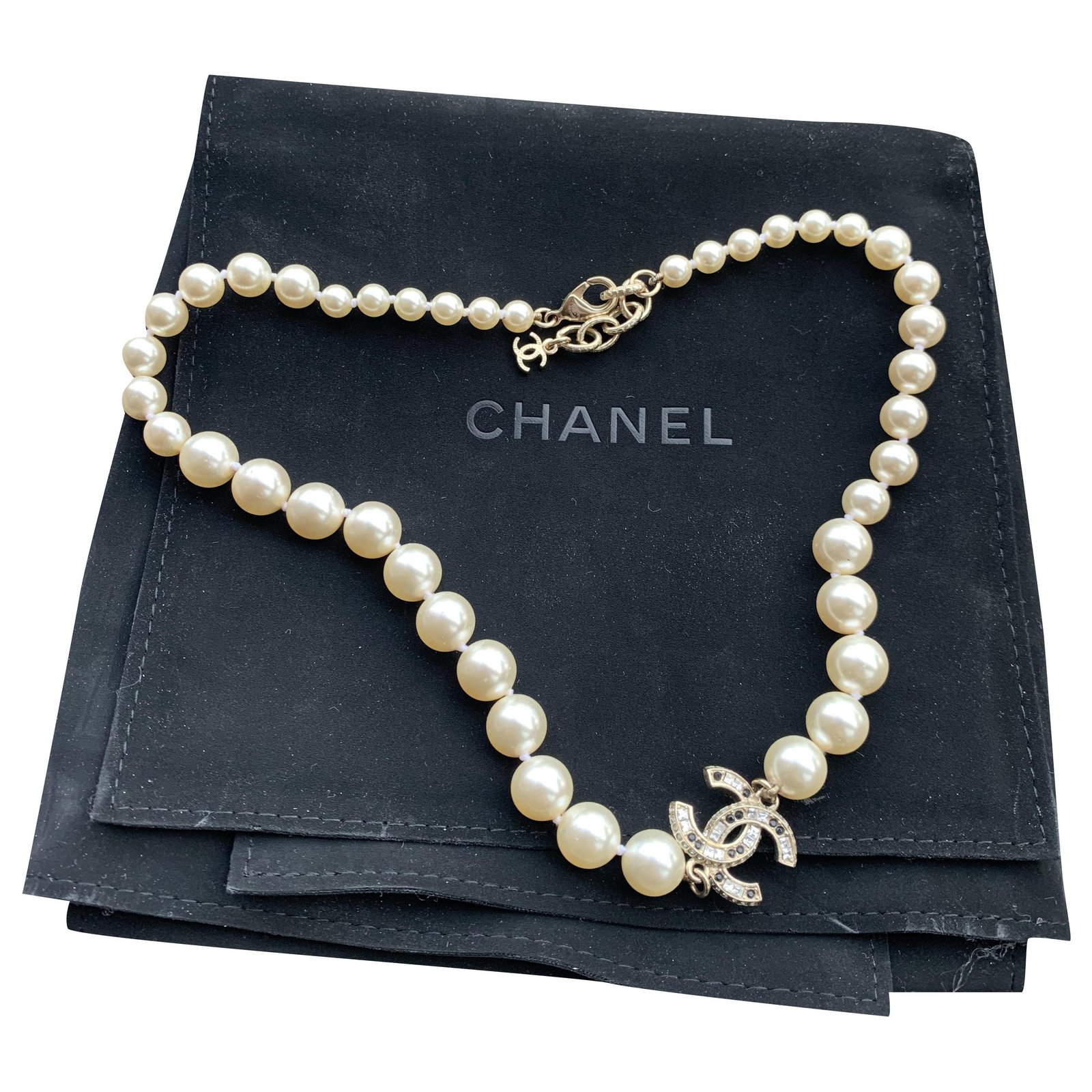 chanel chain pearl necklace