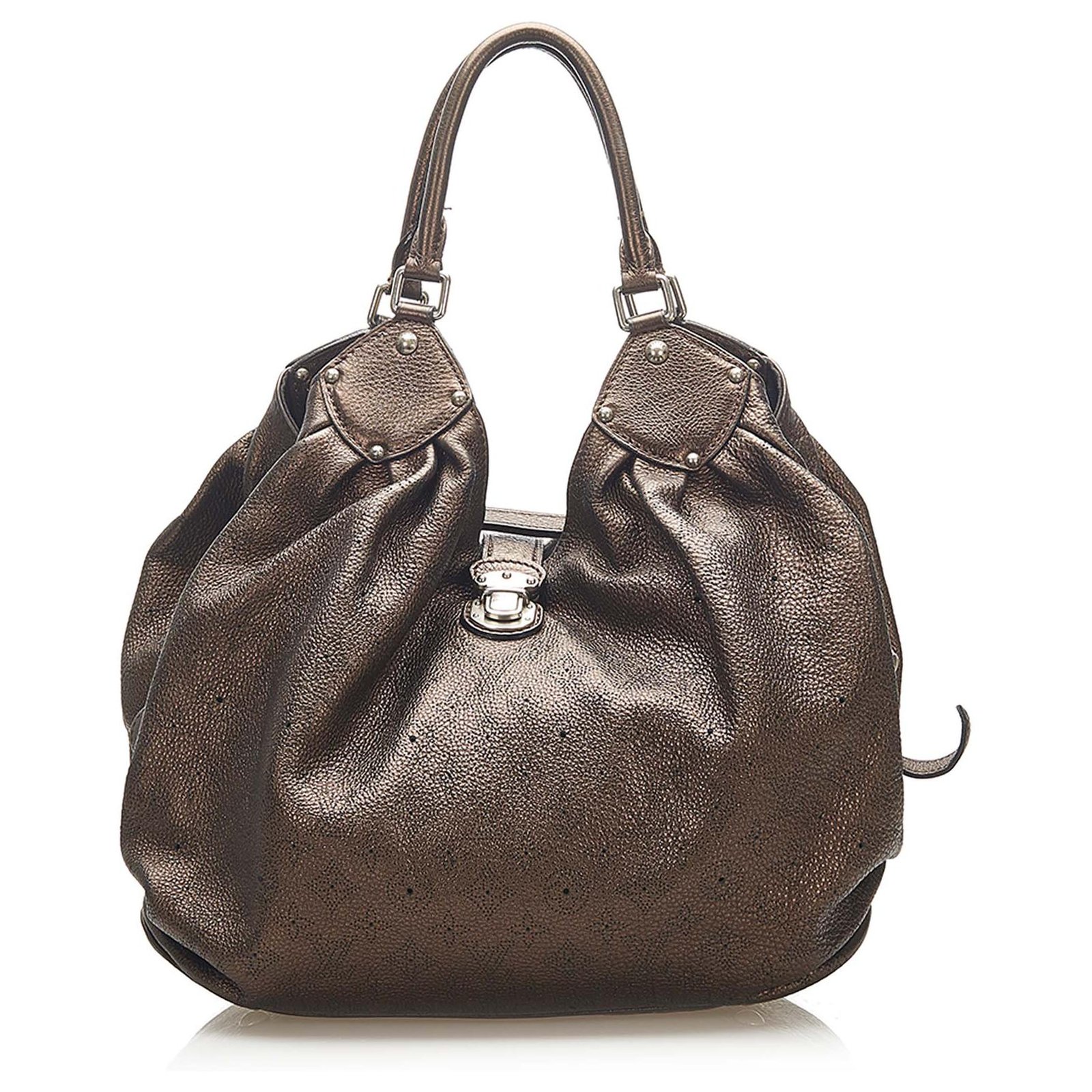 Louis Vuitton Brown Mahina XL Hobo Bag Bronze Leather Pony-style