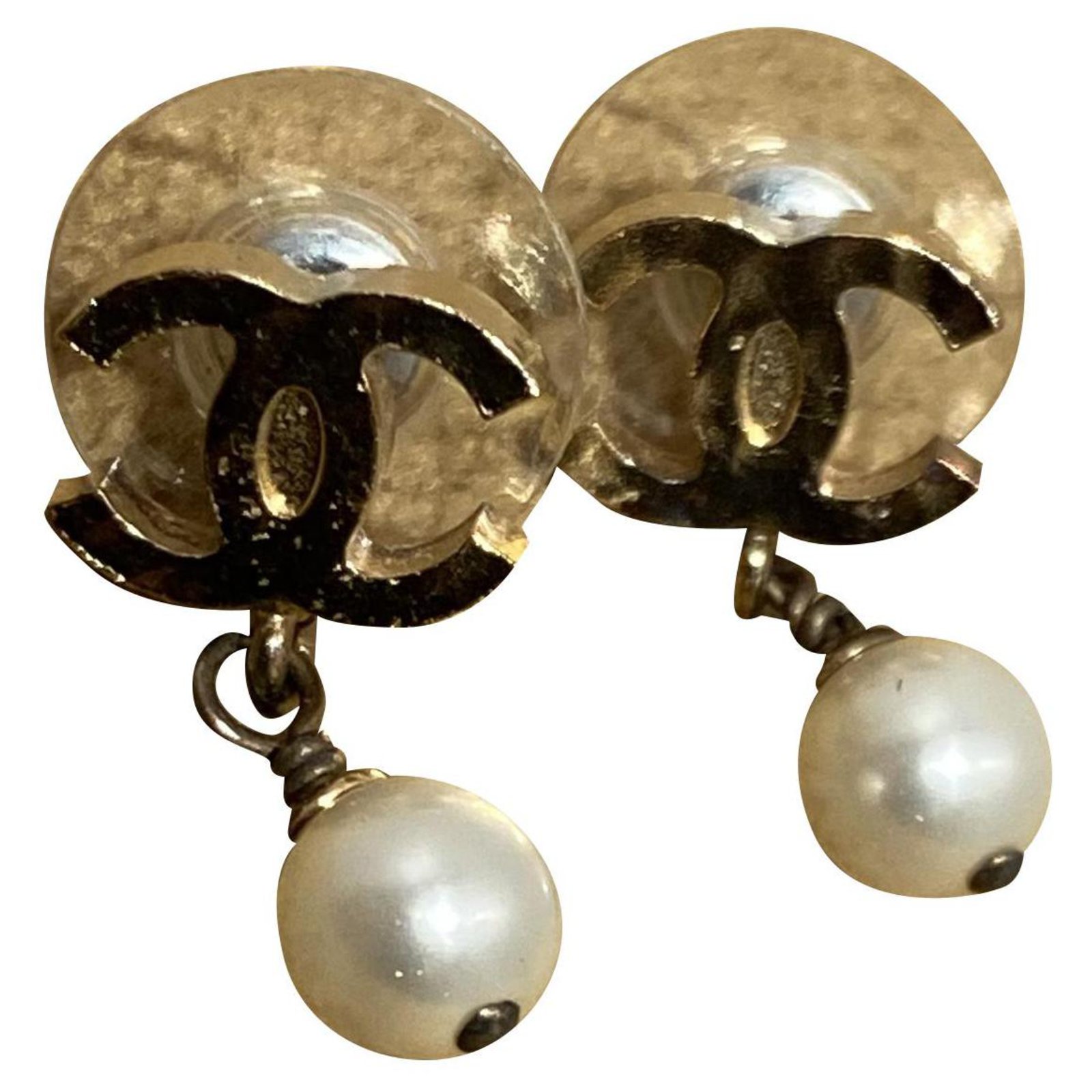 Chanel Earrings Golden Metal Pearl ref.269458 - Joli Closet