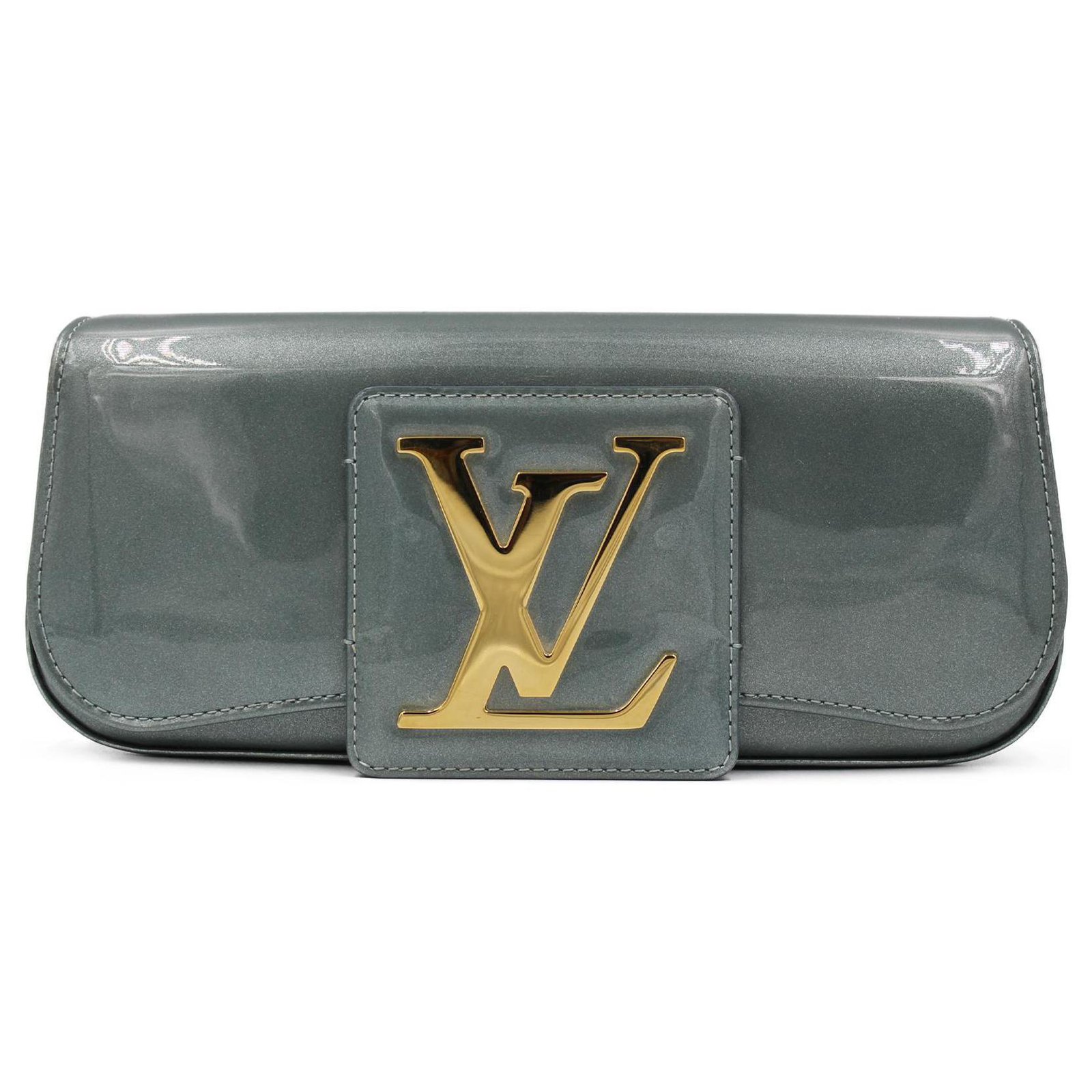 Louis Vuitton Green Sobe Patent Leather Clutch Bag Dark green ref