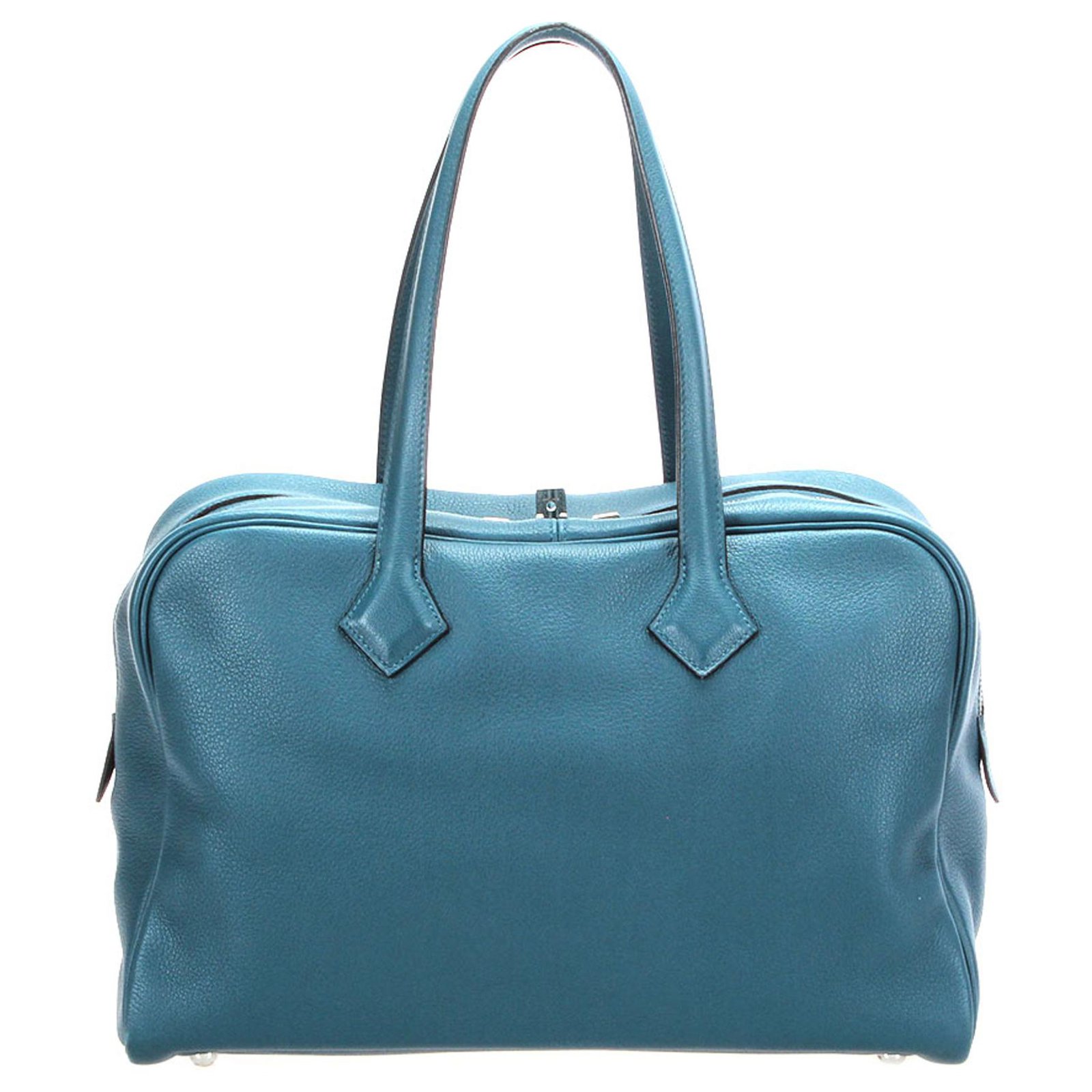 Hermès Hermes Blue Clemence Victoria 35 Leather Pony-style calfskin ref ...