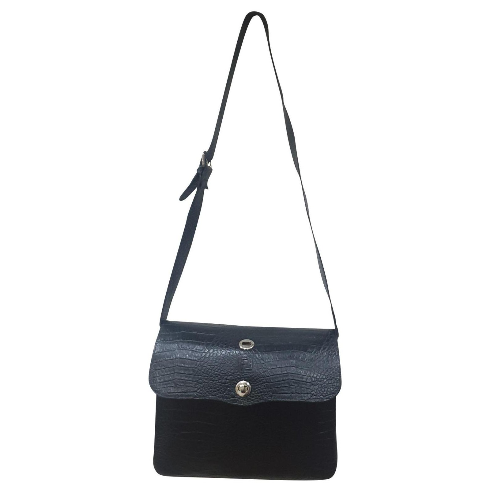Fendi vintage satchel shoulder bag Black Leather ref.270251 - Joli