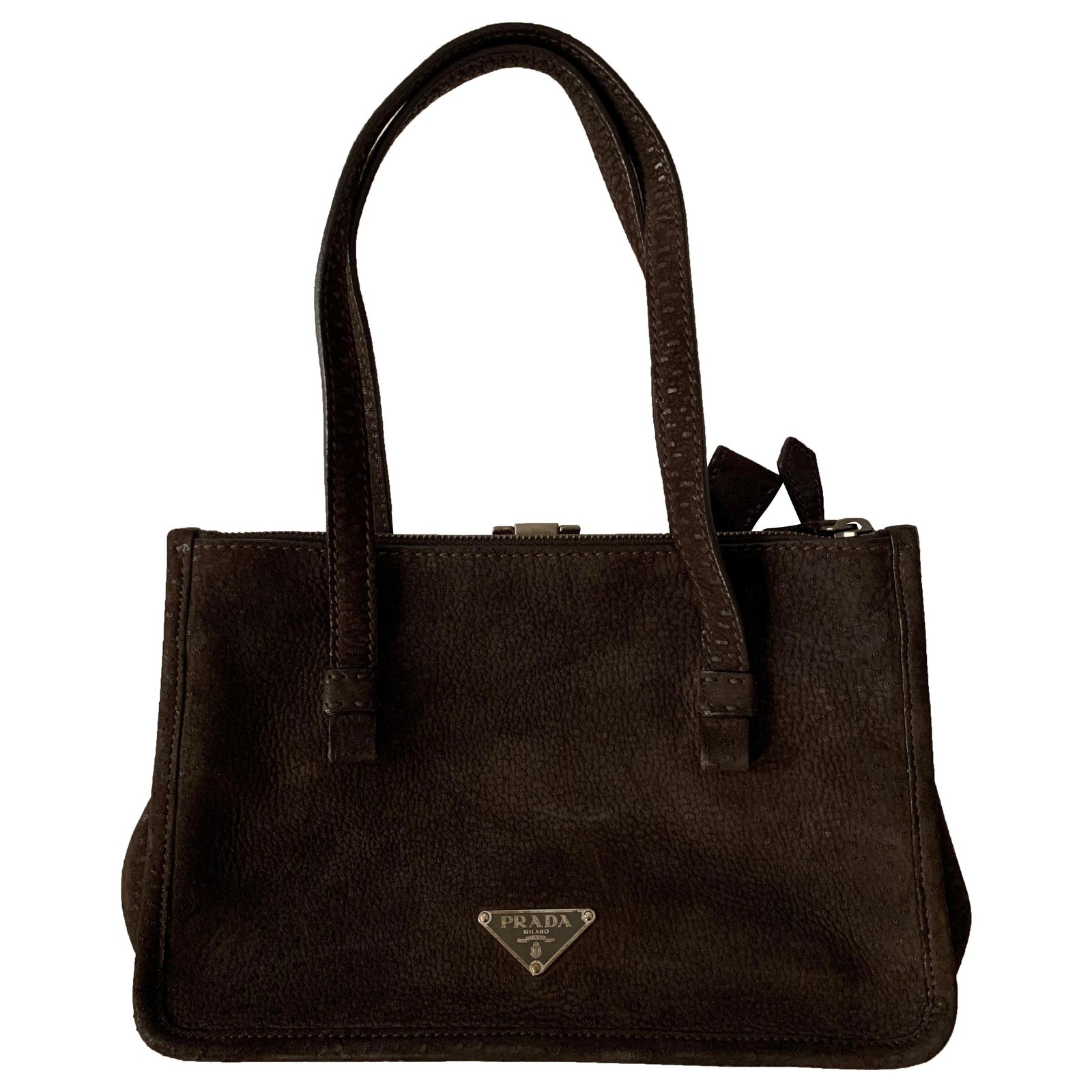 Prada Vintage Dk Brown Leather Shoulder Bag