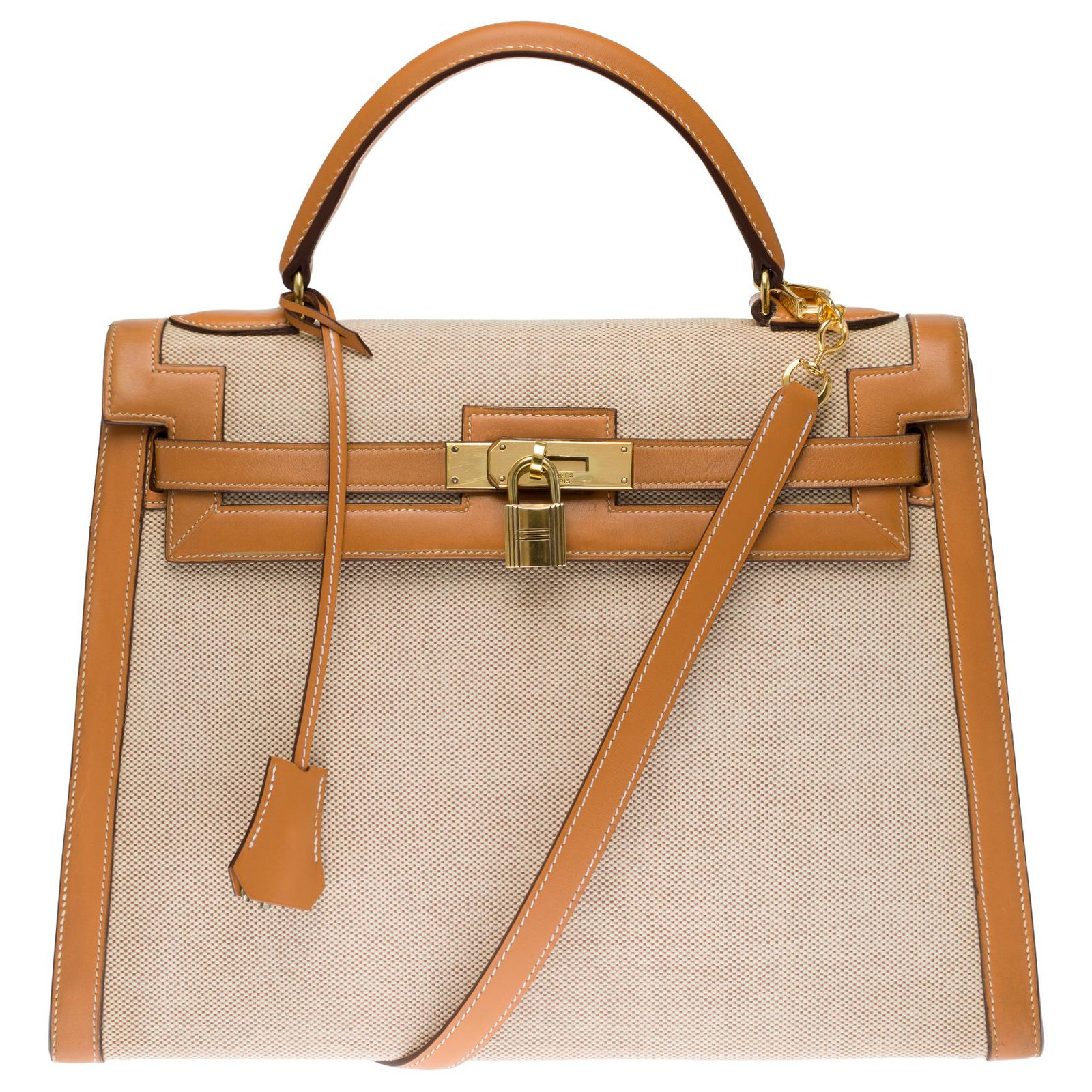 Hermes Vintage Kelly Bag 32cm in Gold Box Leather and Gold