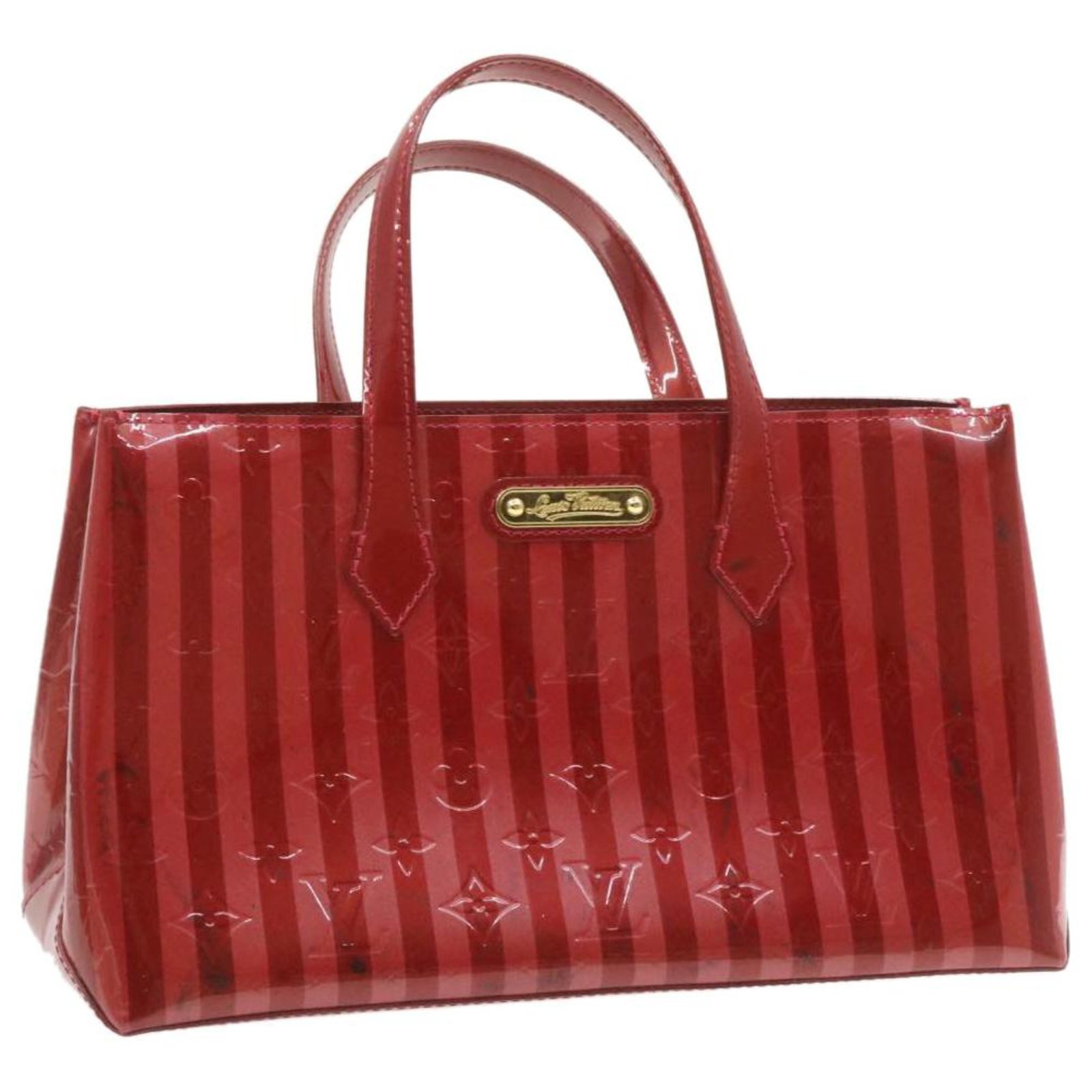 Louis Vuitton - Red Monogram Vernis rayures Wilshire PM