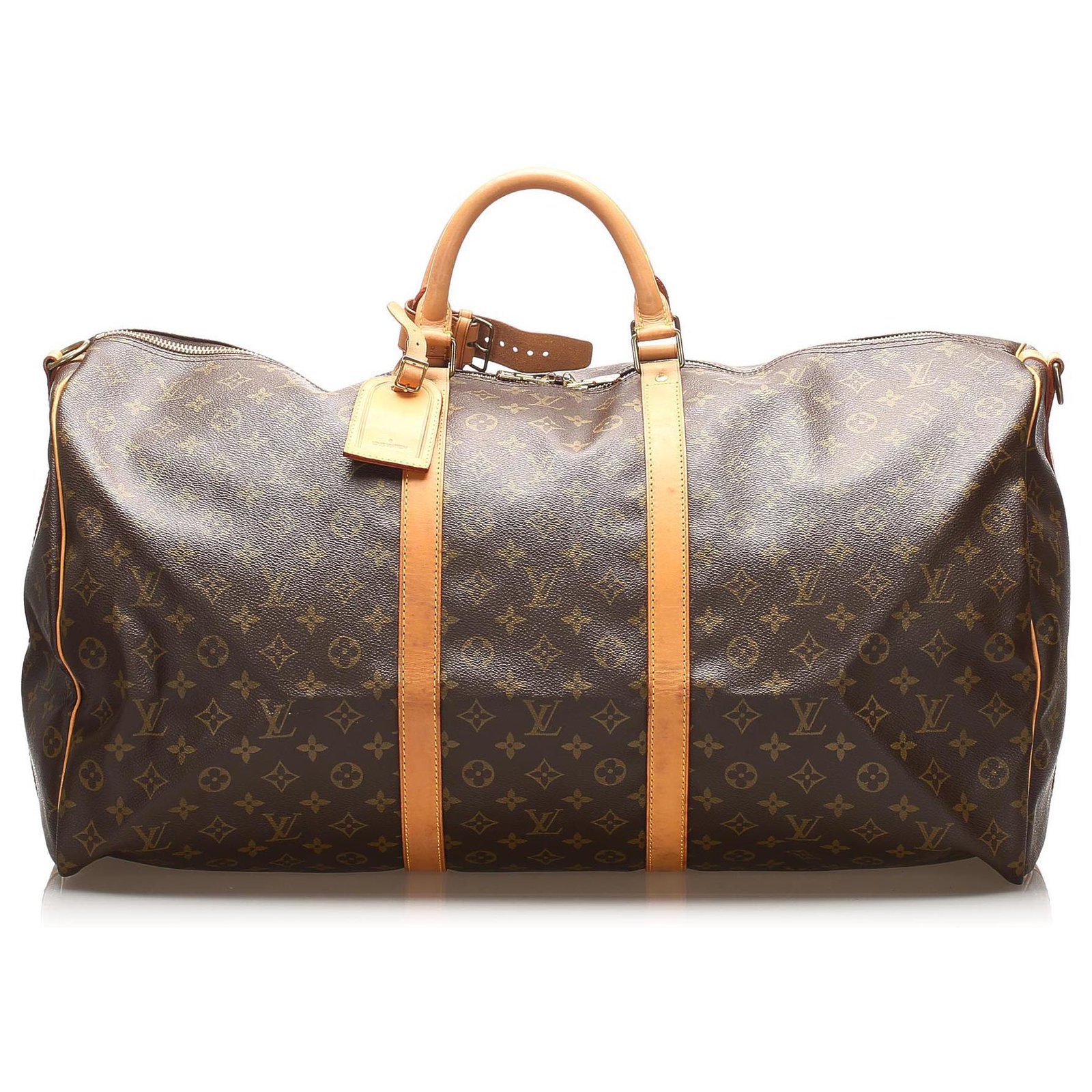 Louis Vuitton Brown Monogram Keepall Bandouliere 60 Leather Cloth