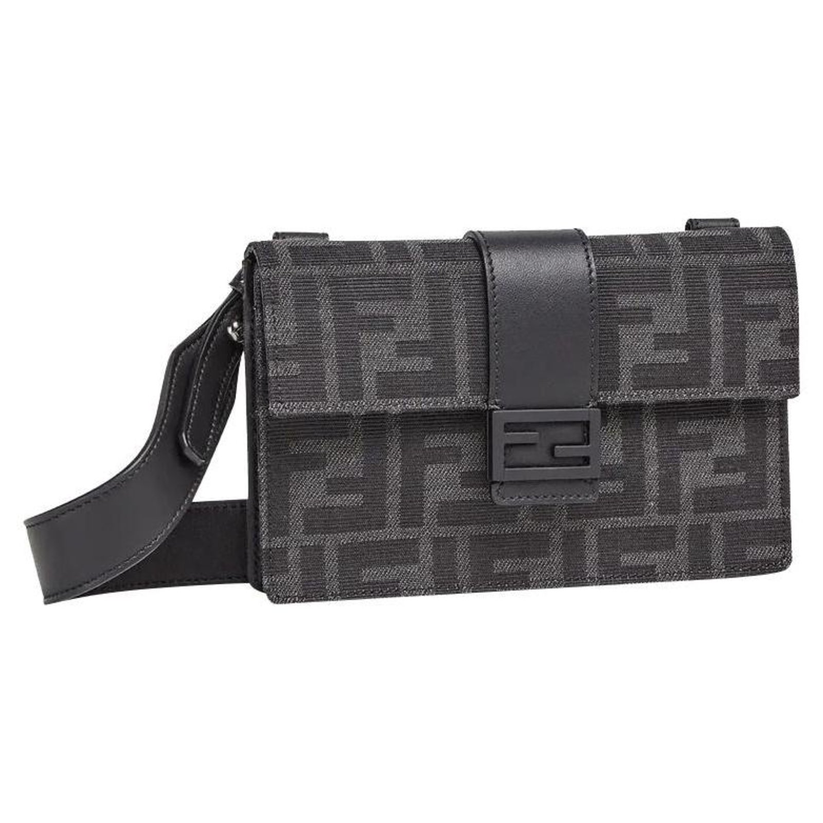 Fendi Baguette Pouch Jacquard FF Motif Grey/Black