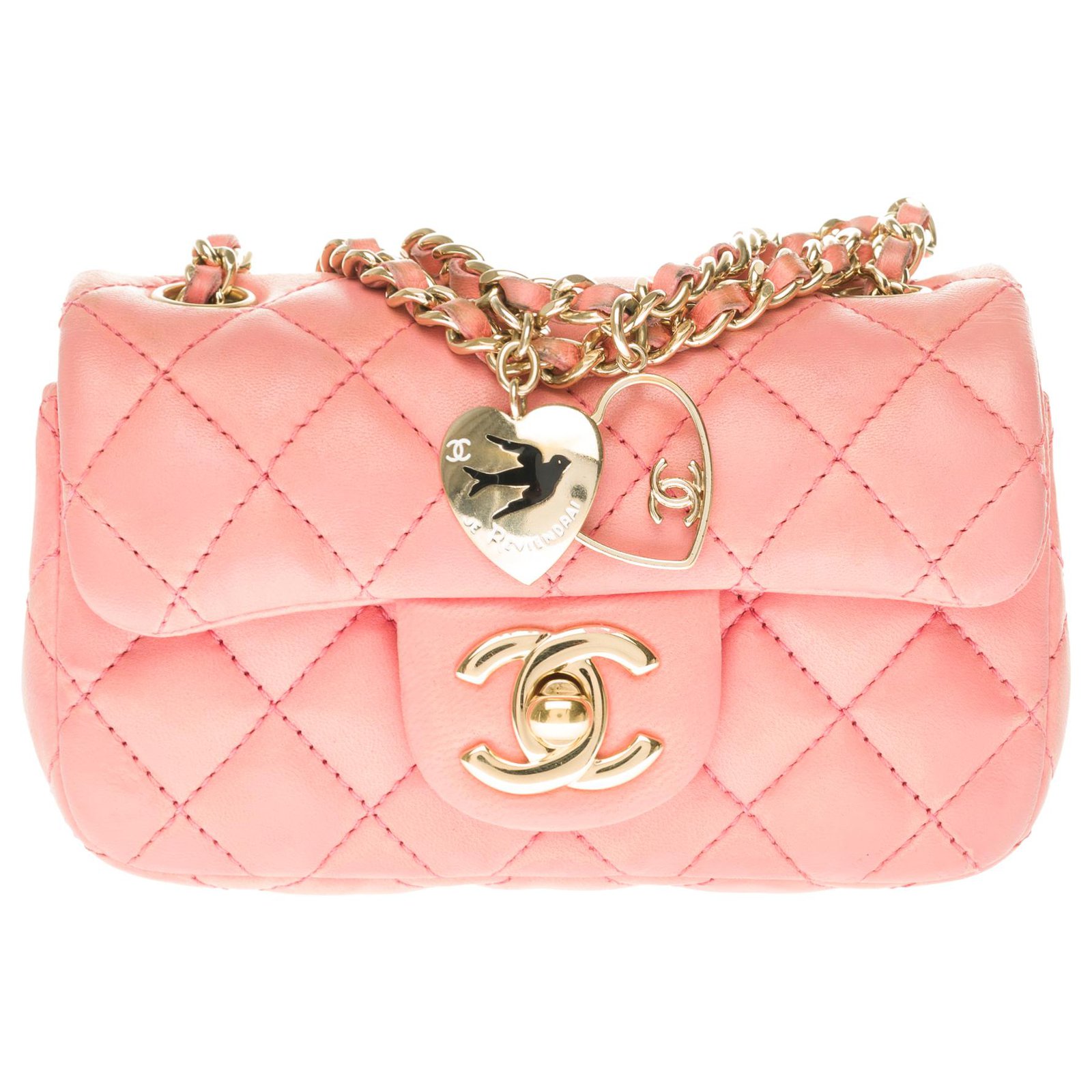 CHANEL Lambskin Quilted Mini Valentine Flap Lilac 10123