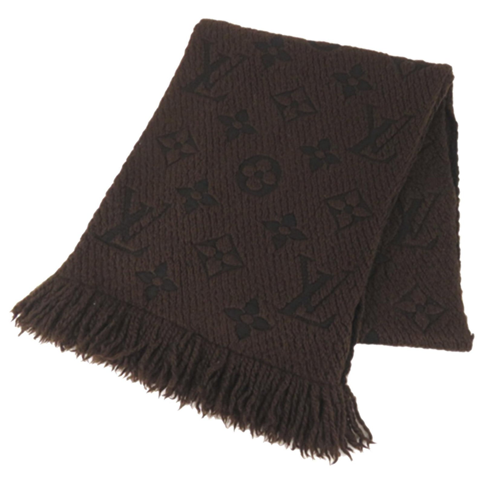 Louis Vuitton Brown Silk/Wool Pailettes Monogram Shawl Scarf