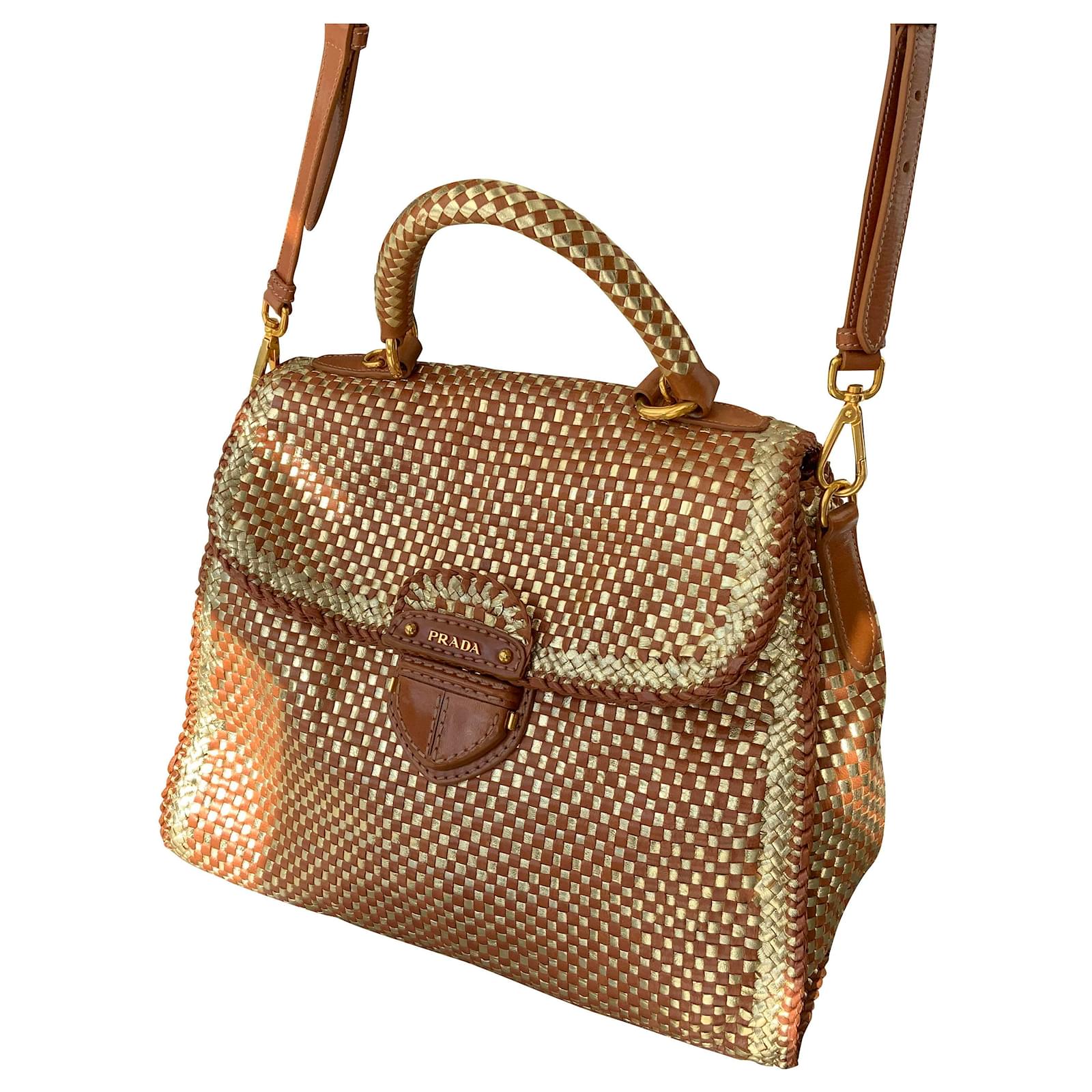 Gaufre Prada MADRAS edición limitada Caramelo Cuero ref.273177 - Joli Closet