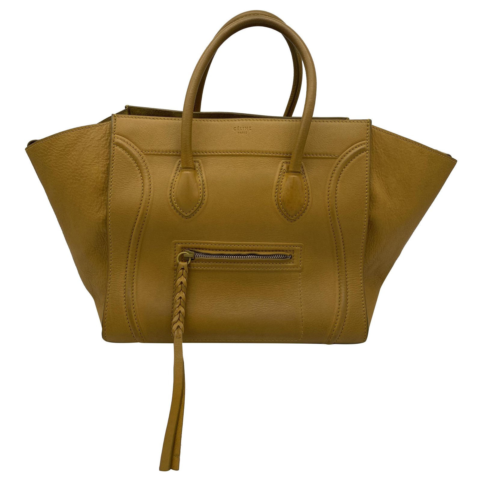 Celine Yellow Leather Medium Phantom Luggage Tote Bag