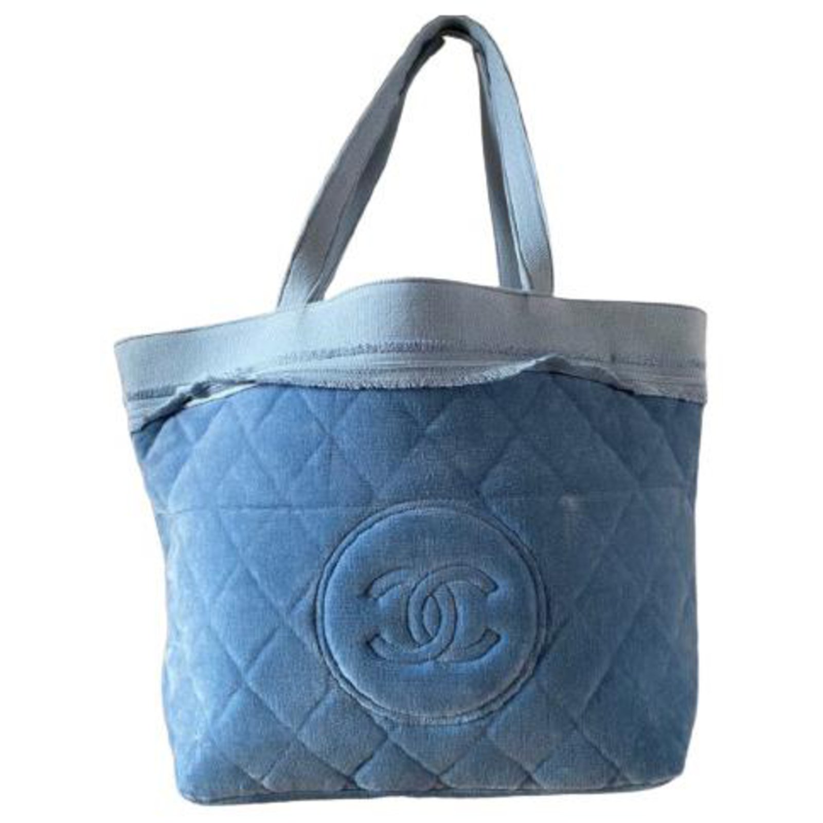 Pre-owned Fabric Tote Bag In Blue
