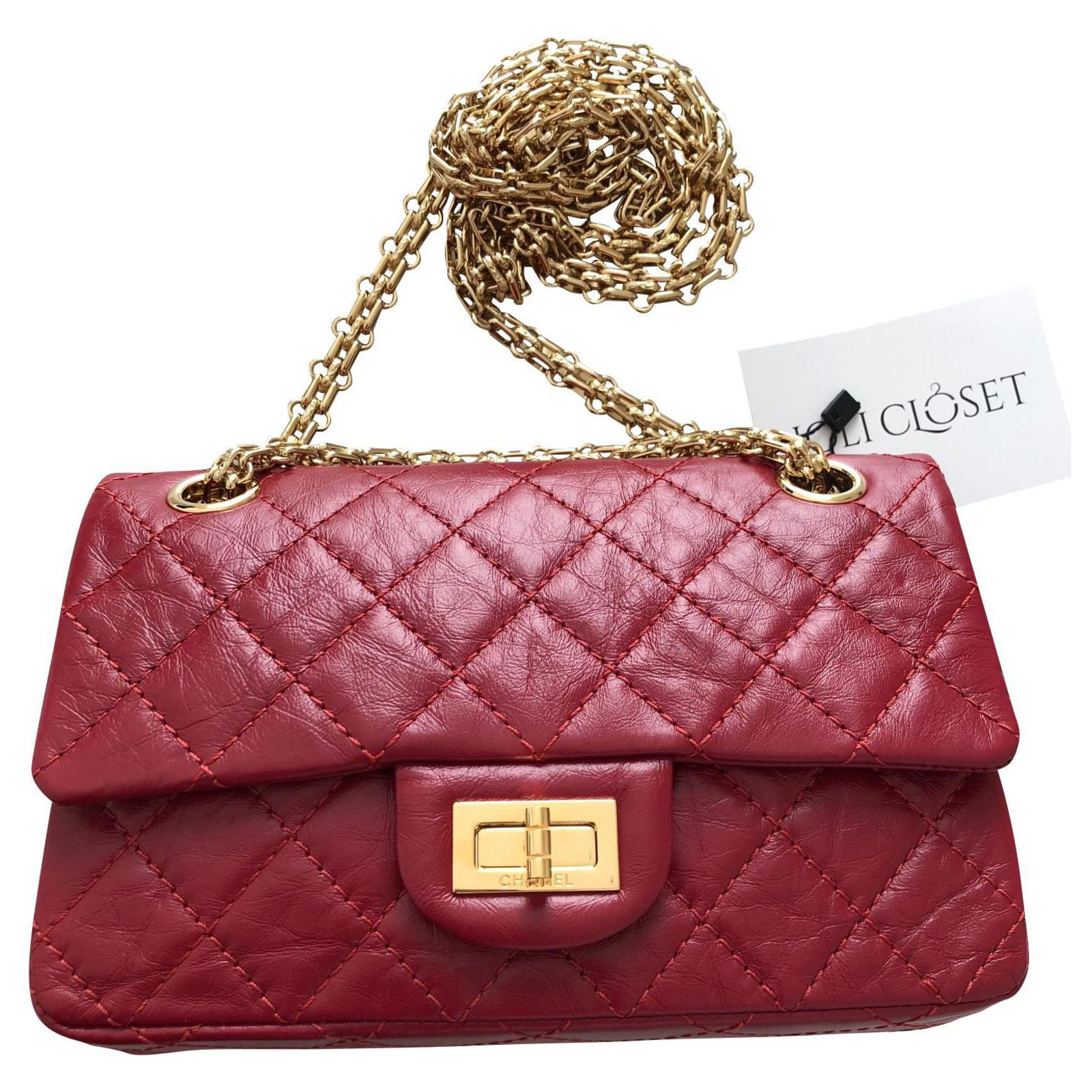 Chanel Reissue  Mini bag, red and shiny gold hw Leather  -  Joli Closet