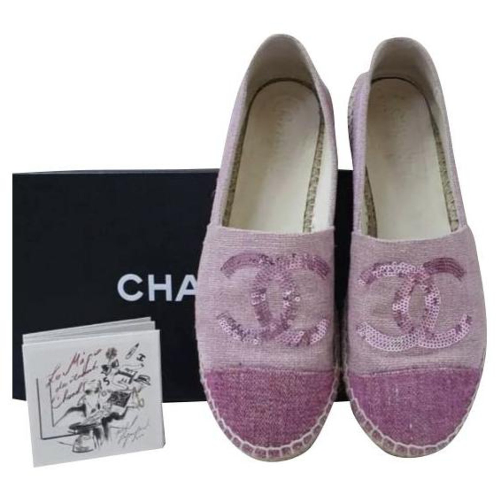 Chanel Pink Canvas CC Logo Espadrilles Sz 38