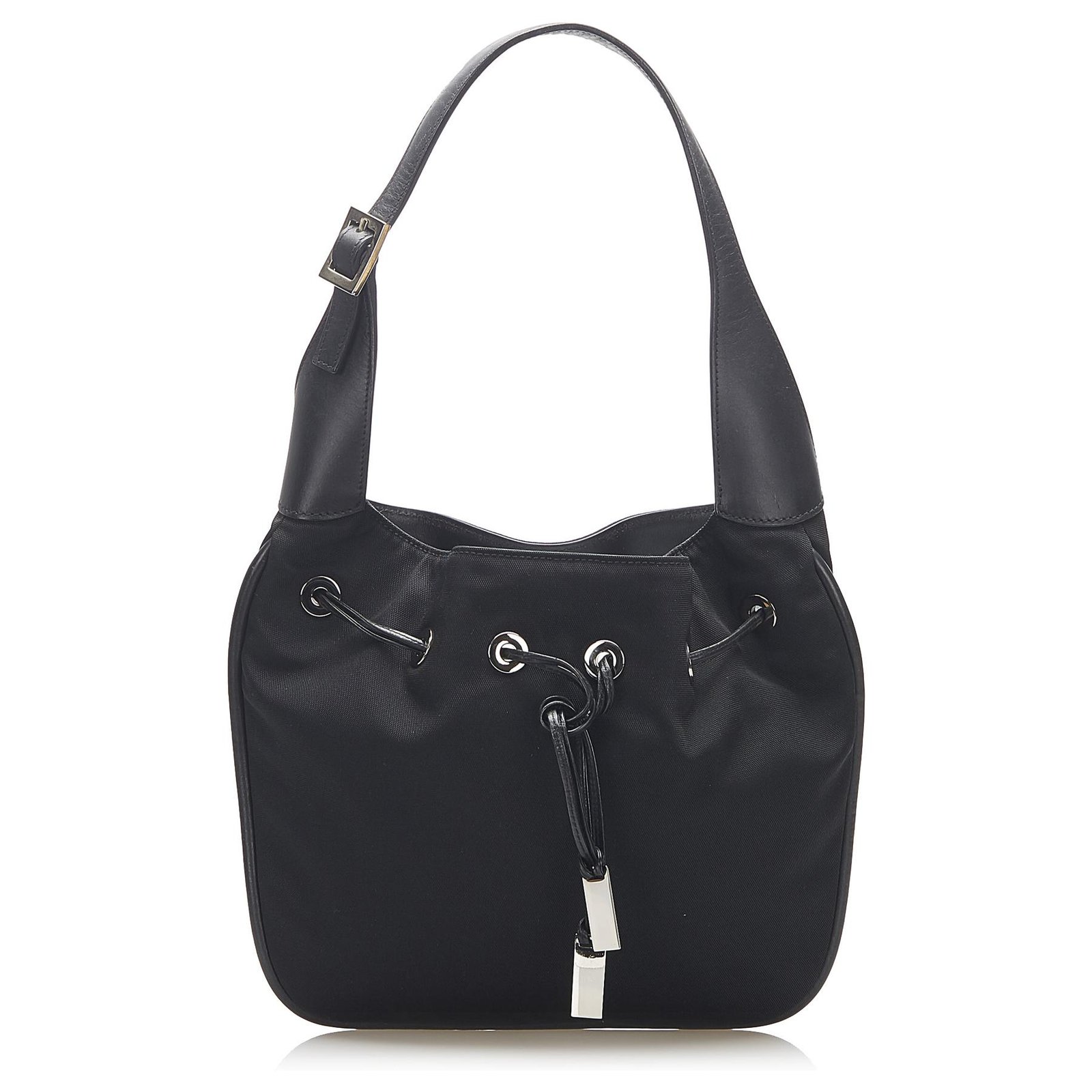 Gucci Black Canvas Hobo Bag Leather Cloth Pony-style calfskin Cloth  ref.576208 - Joli Closet