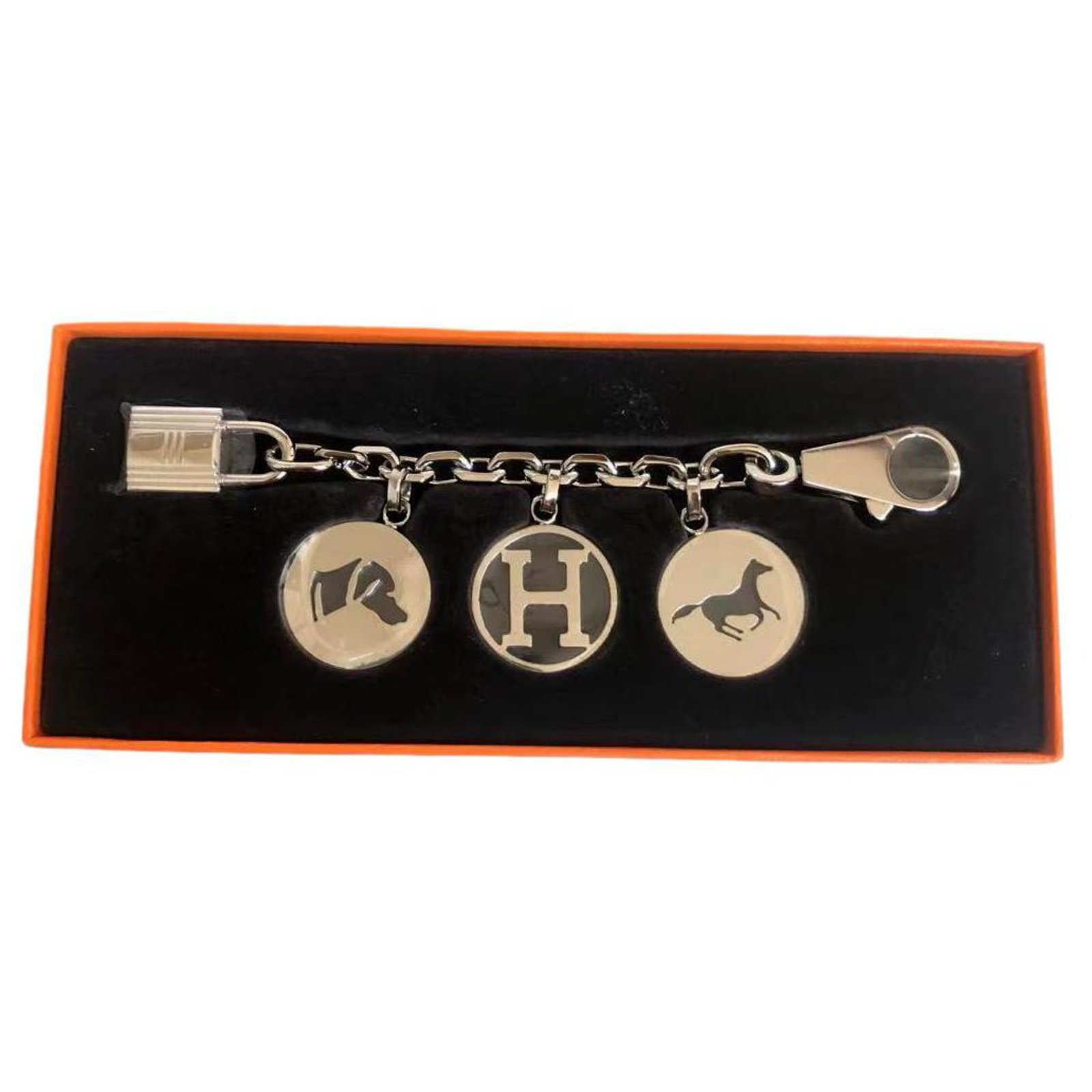Hermès Hermes, Breloque bag charm in silver Silvery Metal ref