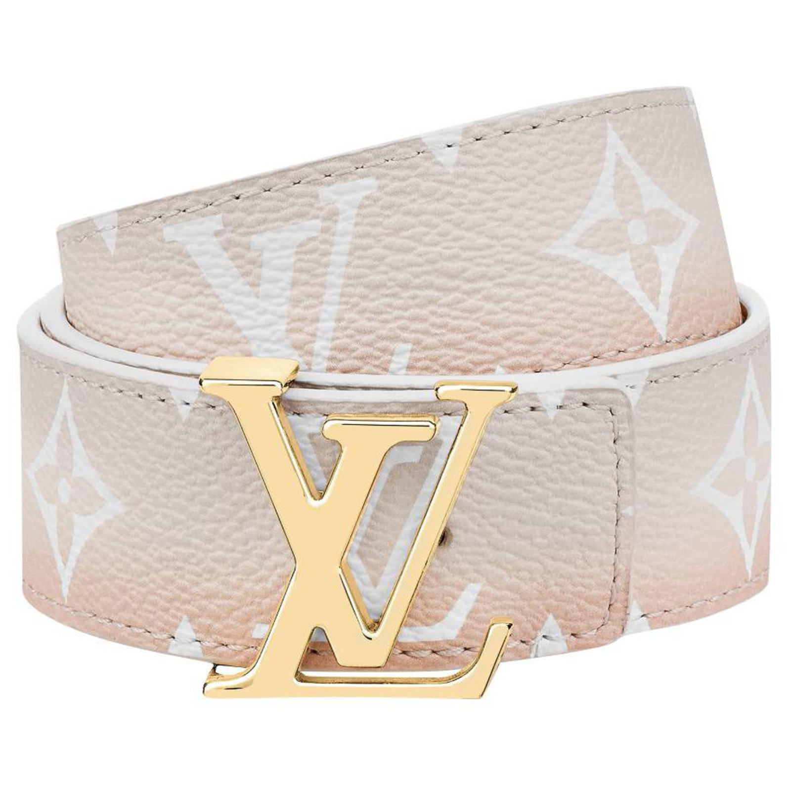 Cintura LV Louis Vuitton originale in pelle Epi color crema Crudo